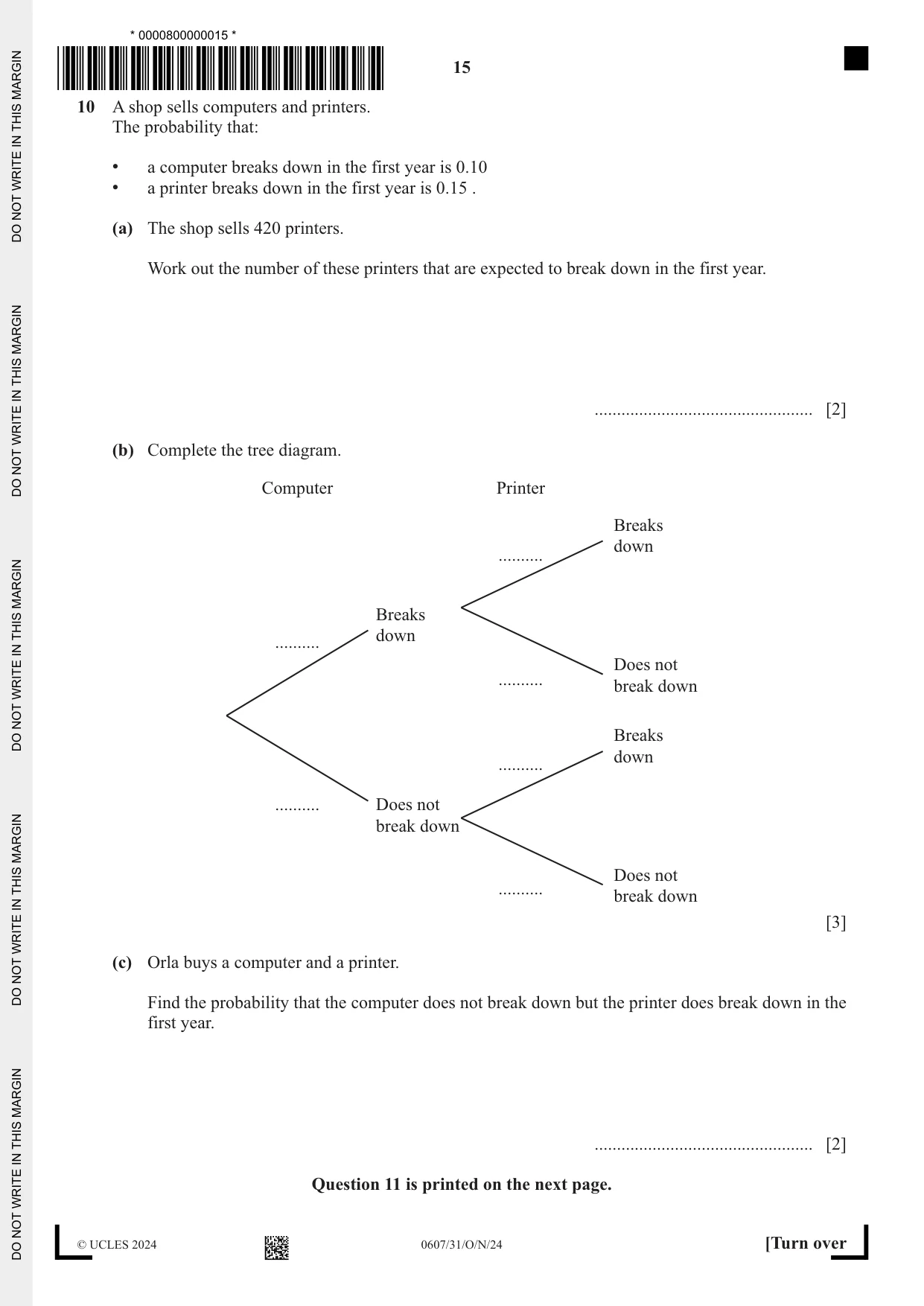 Cambridge IGCSE Mathematics - International 0607 2024 Oct/Nov Paper 3 · Variant 1 question paper, page 15 of 16