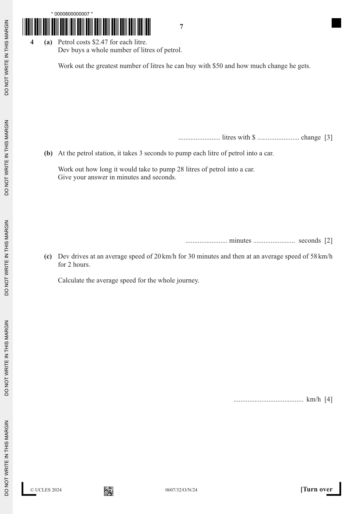 Cambridge IGCSE Mathematics - International 0607 2024 Oct/Nov Paper 3 · Variant 2 question paper, page 7 of 16