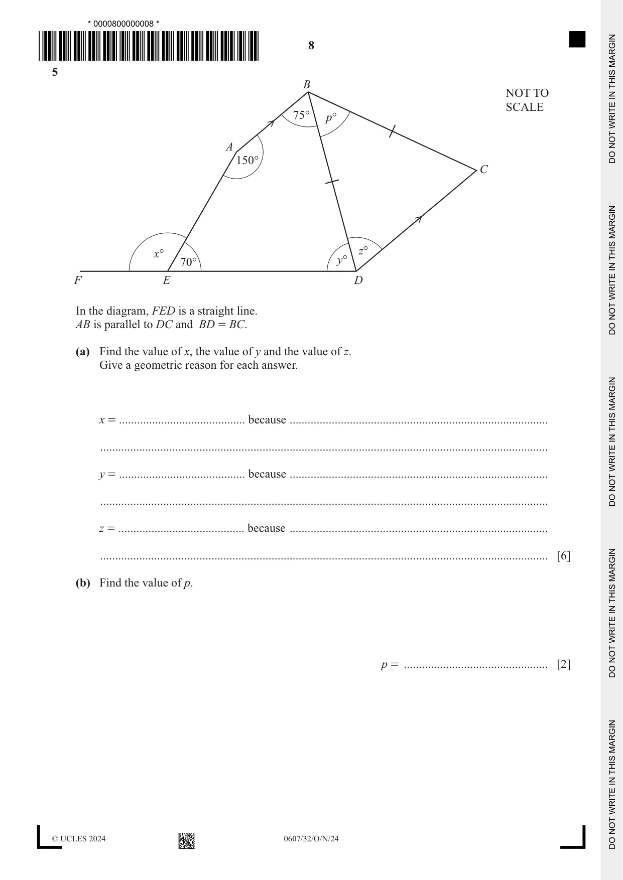 Cambridge IGCSE Mathematics - International 0607 2024 Oct/Nov Paper 3 · Variant 2 question paper, page 8 of 16