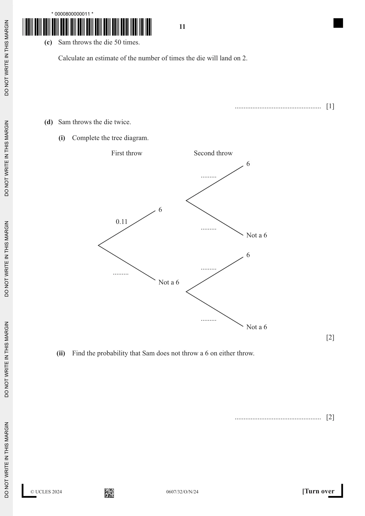 Cambridge IGCSE Mathematics - International 0607 2024 Oct/Nov Paper 3 · Variant 2 question paper, page 11 of 16