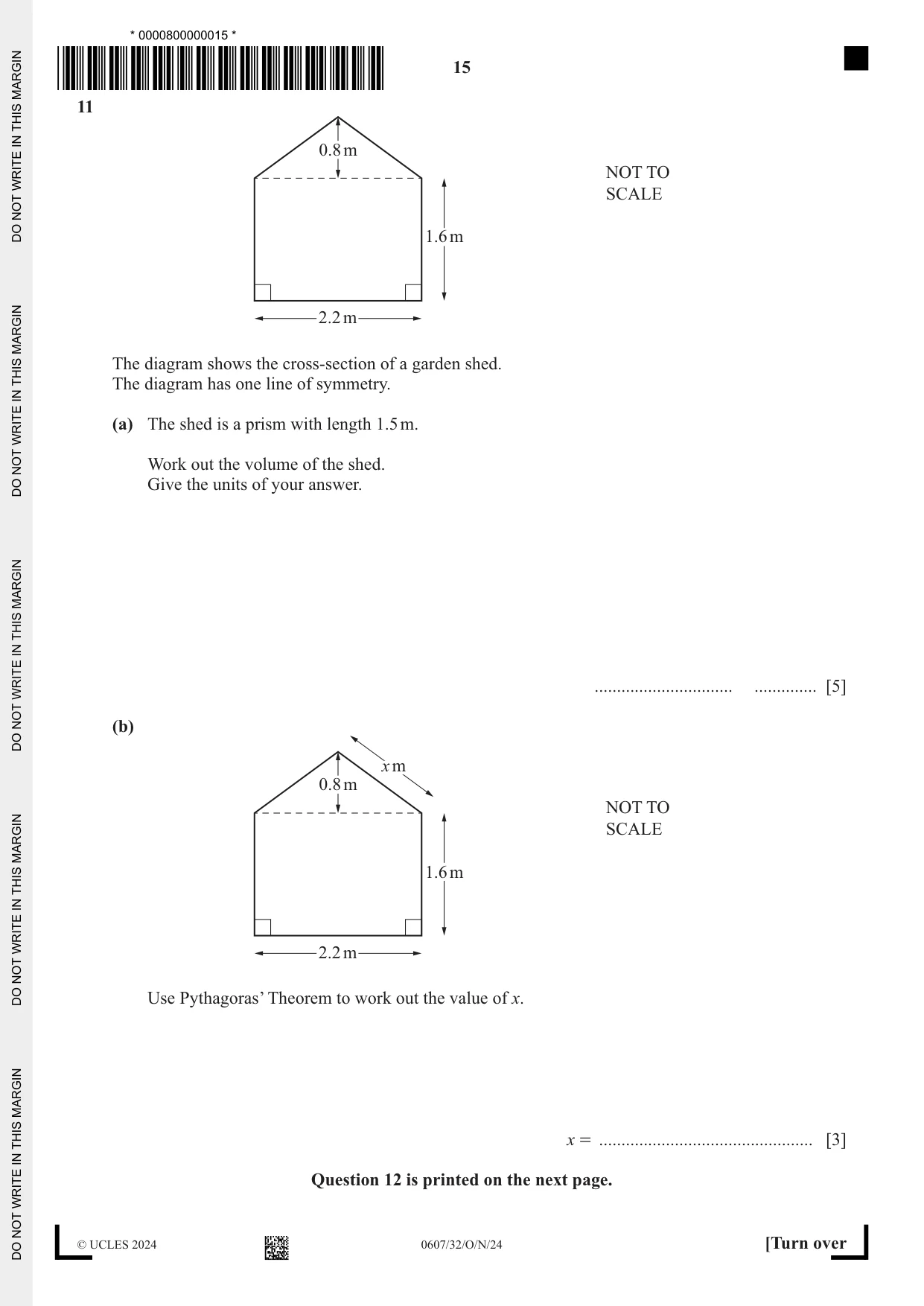 Cambridge IGCSE Mathematics - International 0607 2024 Oct/Nov Paper 3 · Variant 2 question paper, page 15 of 16