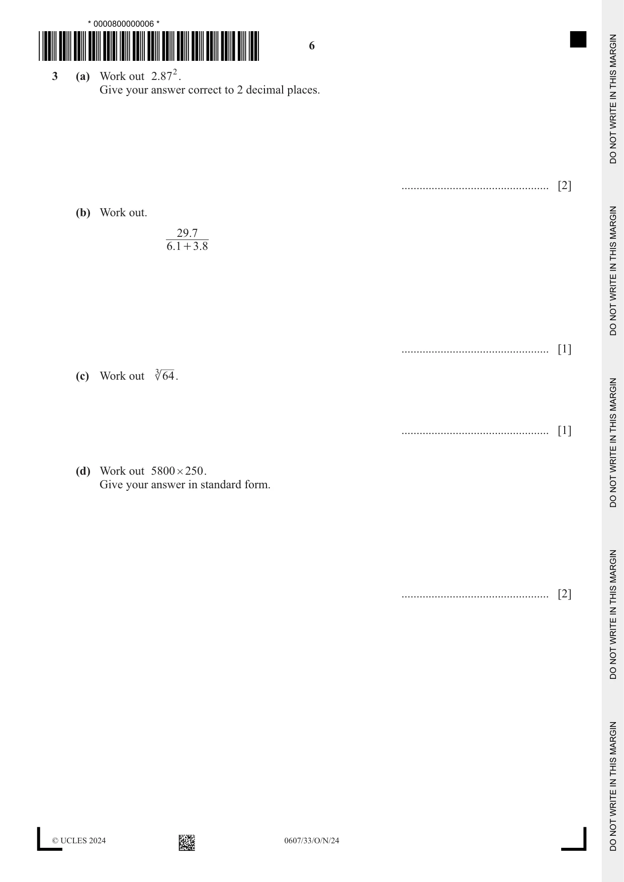 Cambridge IGCSE Mathematics - International 0607 2024 Oct/Nov Paper 3 · Variant 3 question paper, page 6 of 16