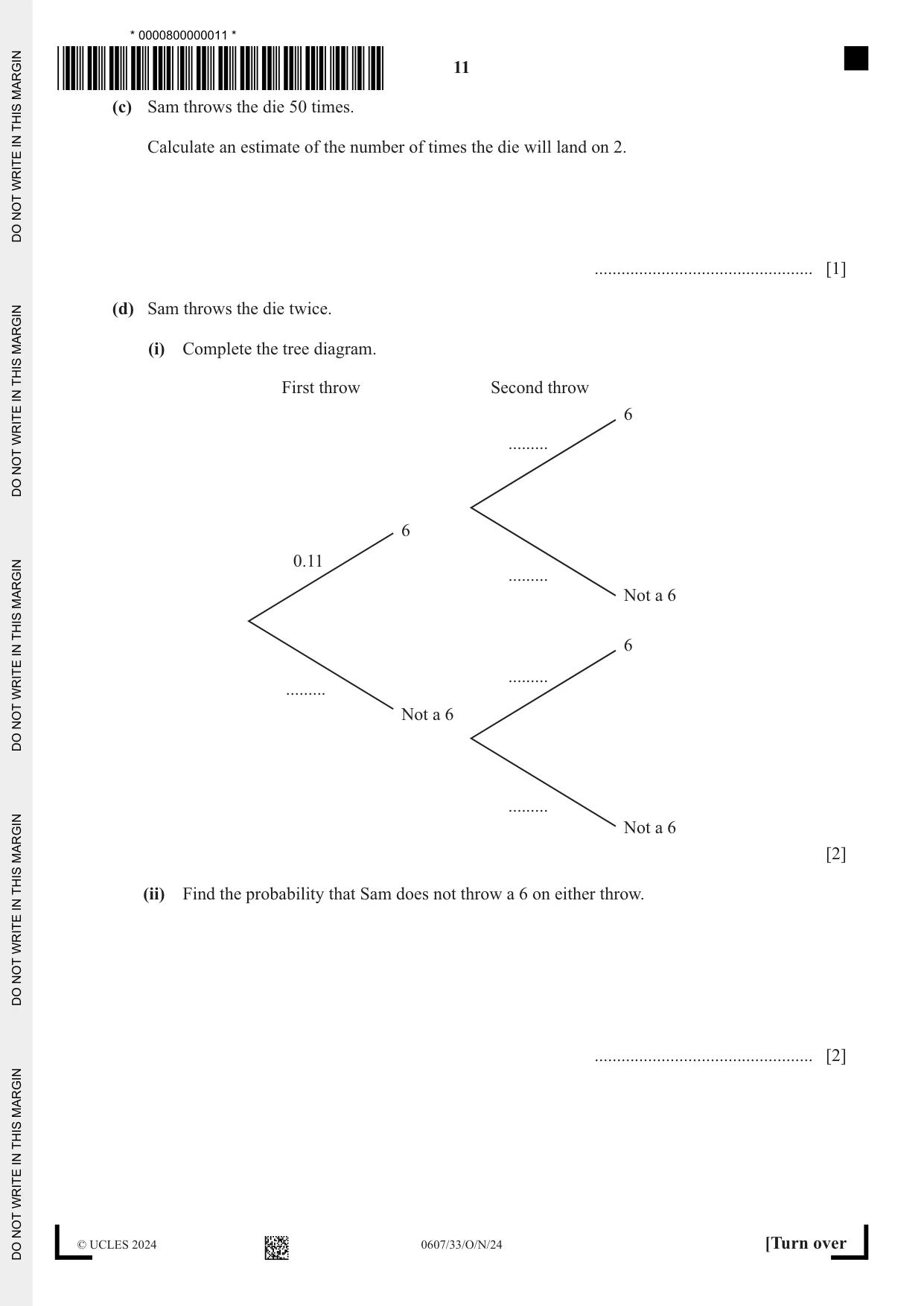 Cambridge IGCSE Mathematics - International 0607 2024 Oct/Nov Paper 3 · Variant 3 question paper, page 11 of 16