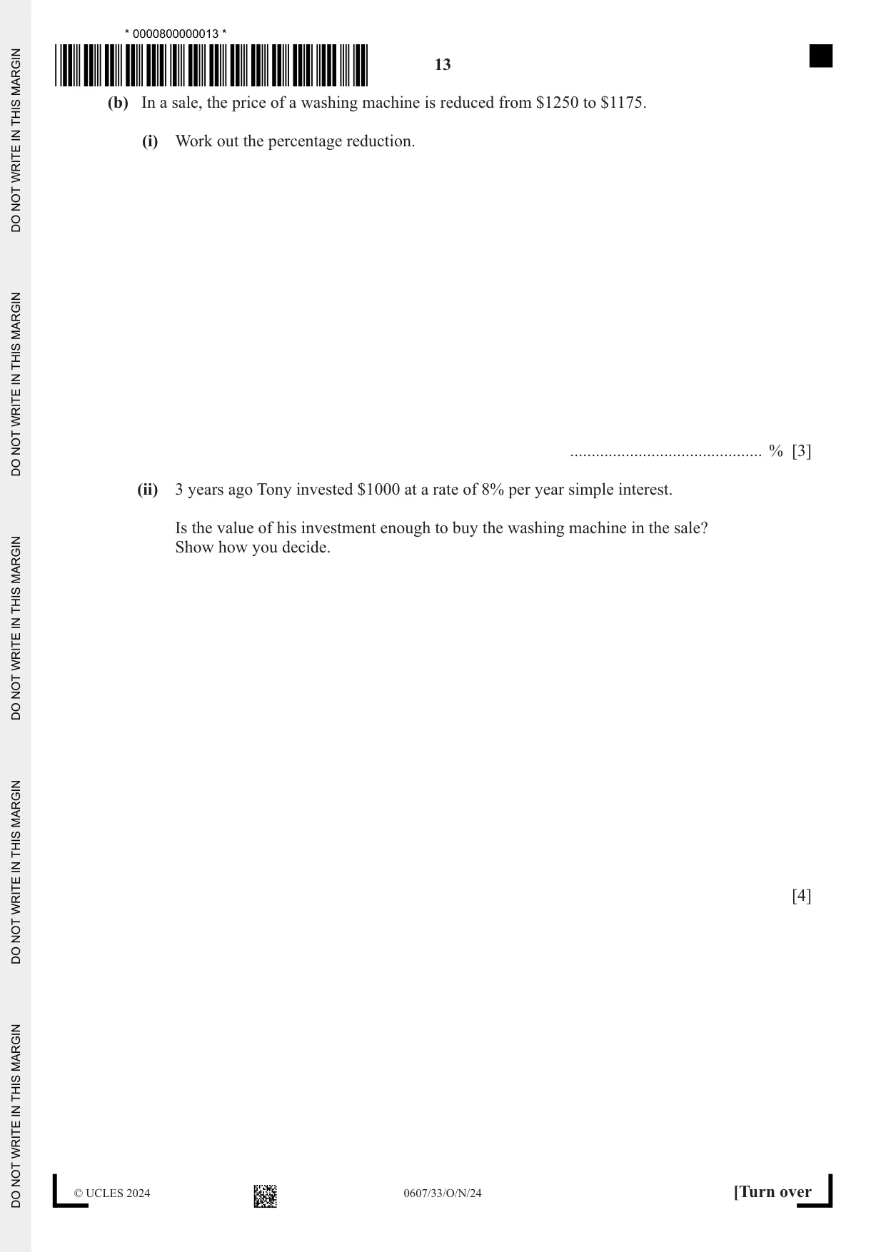 Cambridge IGCSE Mathematics - International 0607 2024 Oct/Nov Paper 3 · Variant 3 question paper, page 13 of 16