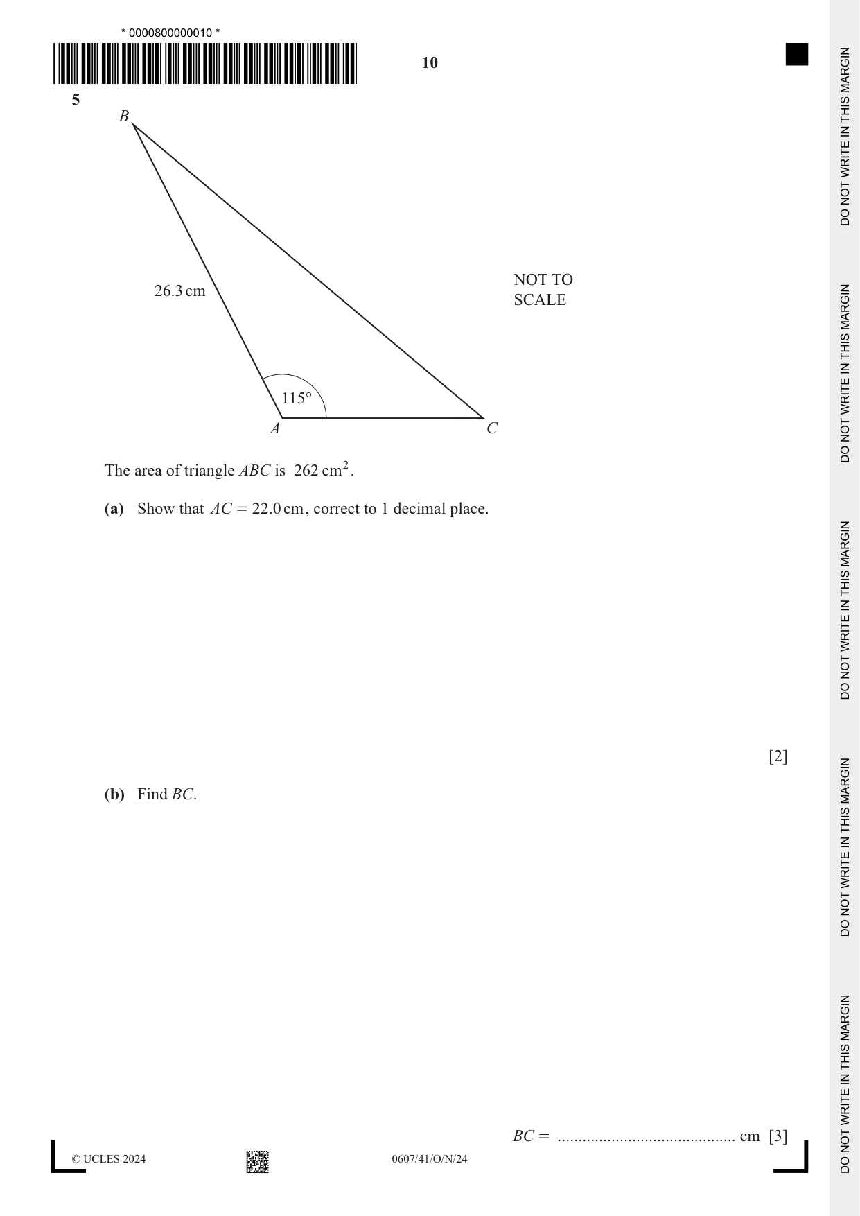 Cambridge IGCSE Mathematics - International 0607 2024 Oct/Nov Paper 4 · Variant 1 question paper, page 10 of 20