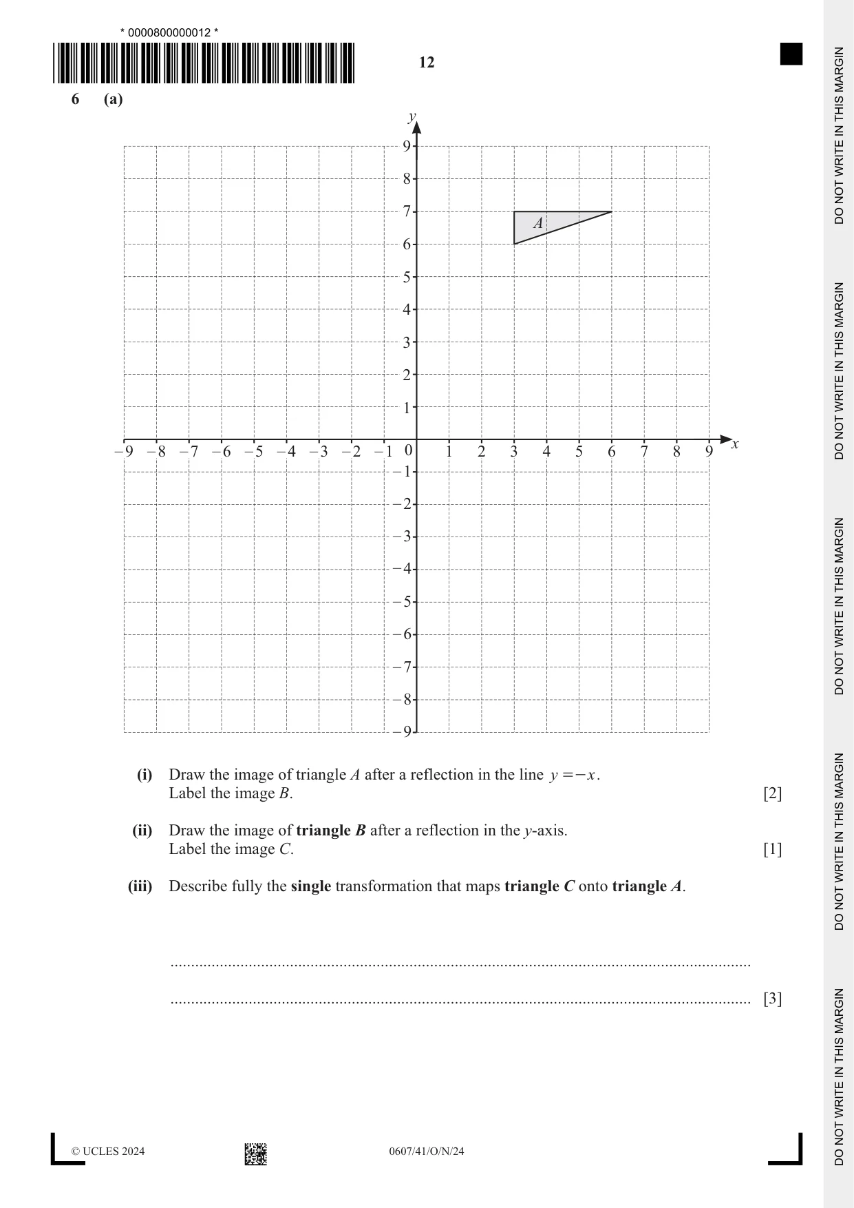 Cambridge IGCSE Mathematics - International 0607 2024 Oct/Nov Paper 4 · Variant 1 question paper, page 12 of 20
