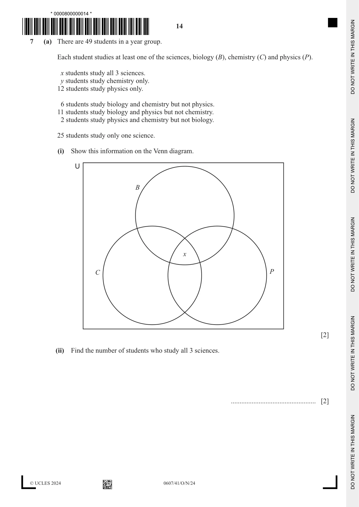 Cambridge IGCSE Mathematics - International 0607 2024 Oct/Nov Paper 4 · Variant 1 question paper, page 14 of 20