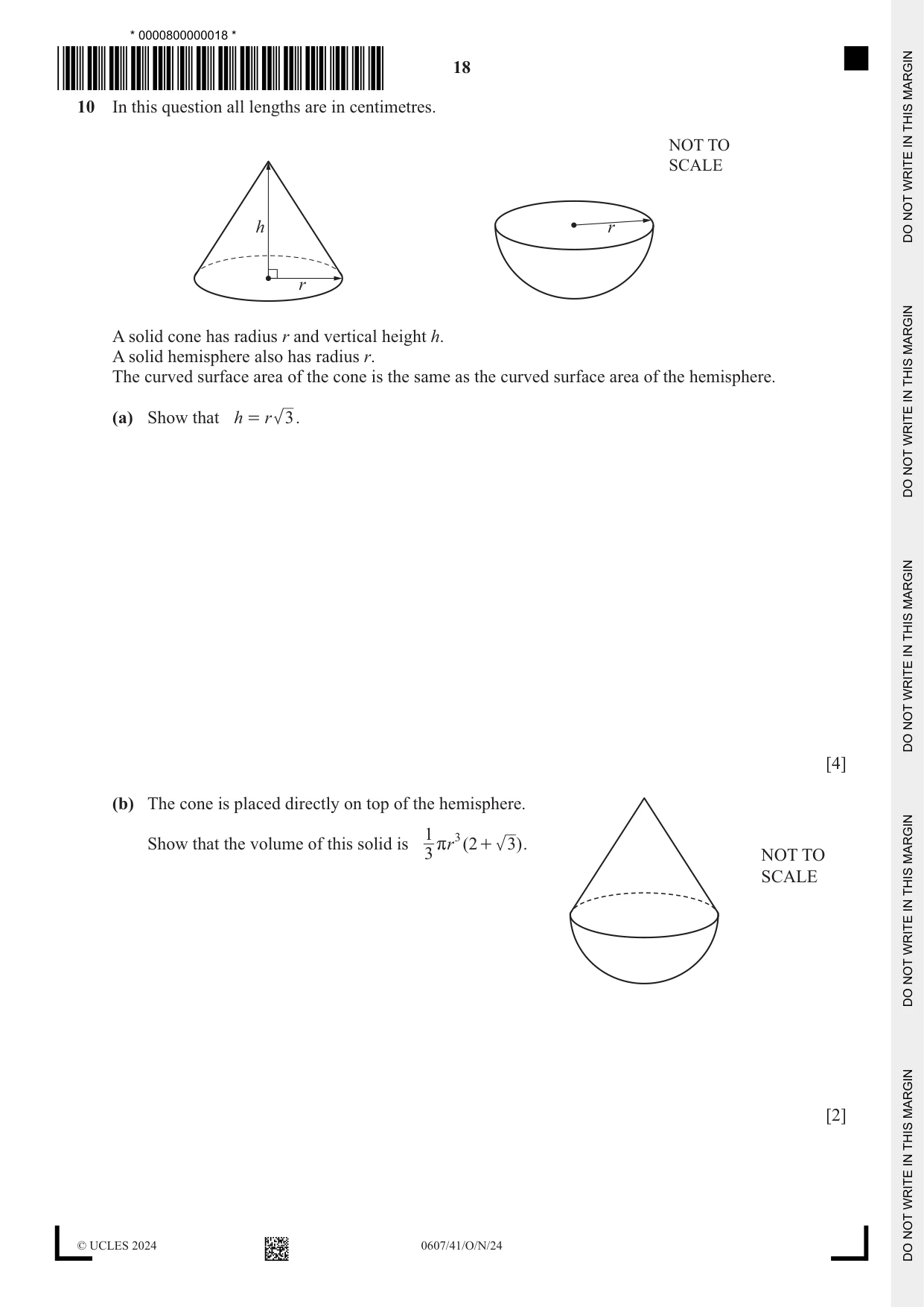 Cambridge IGCSE Mathematics - International 0607 2024 Oct/Nov Paper 4 · Variant 1 question paper, page 18 of 20