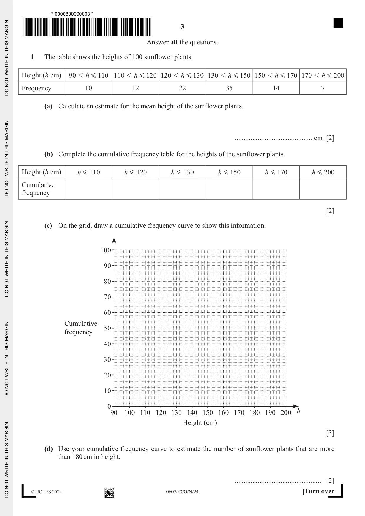 Cambridge IGCSE Mathematics - International 0607 2024 Oct/Nov Paper 4 · Variant 3 question paper, page 3 of 20