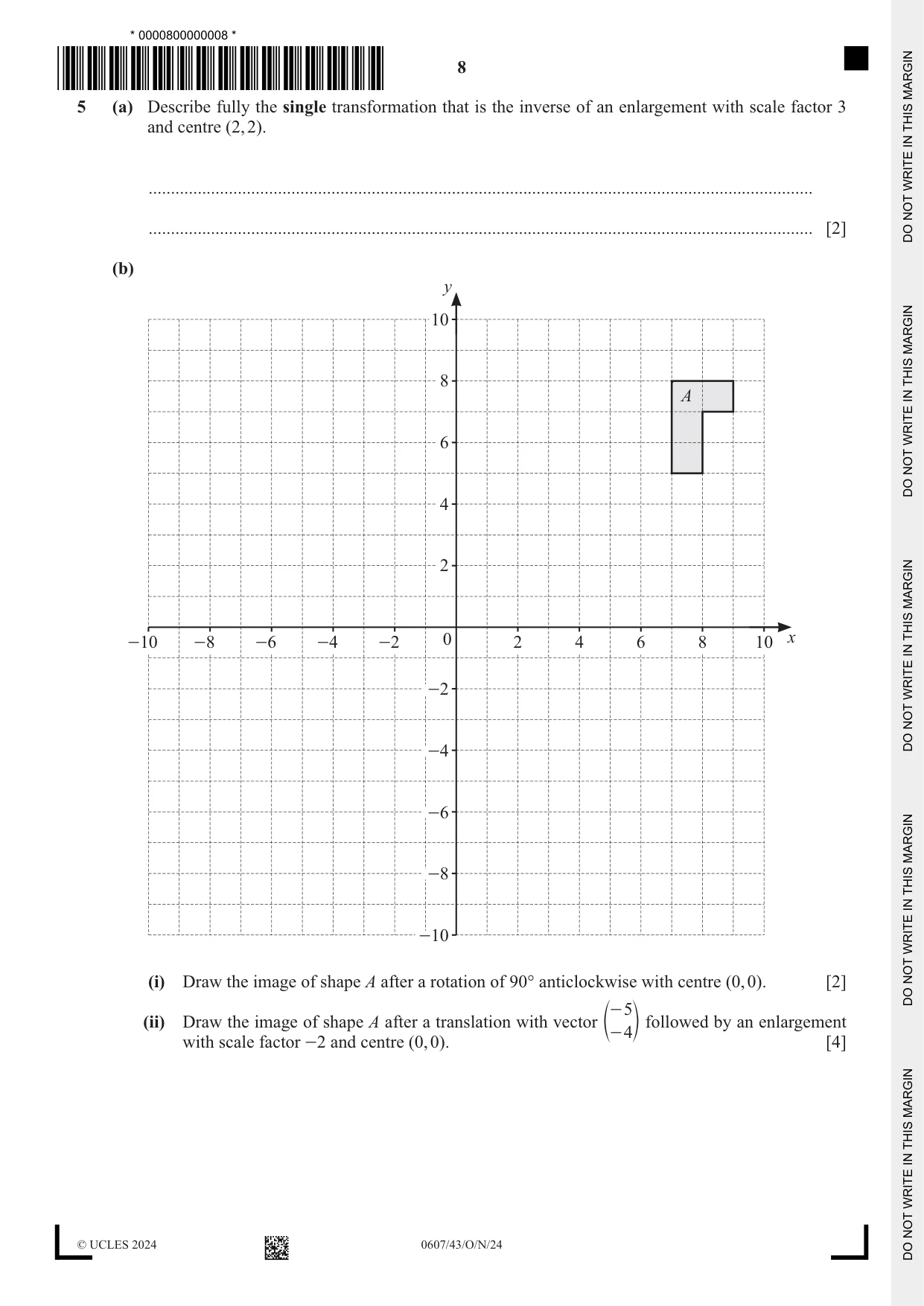 Cambridge IGCSE Mathematics - International 0607 2024 Oct/Nov Paper 4 · Variant 3 question paper, page 8 of 20