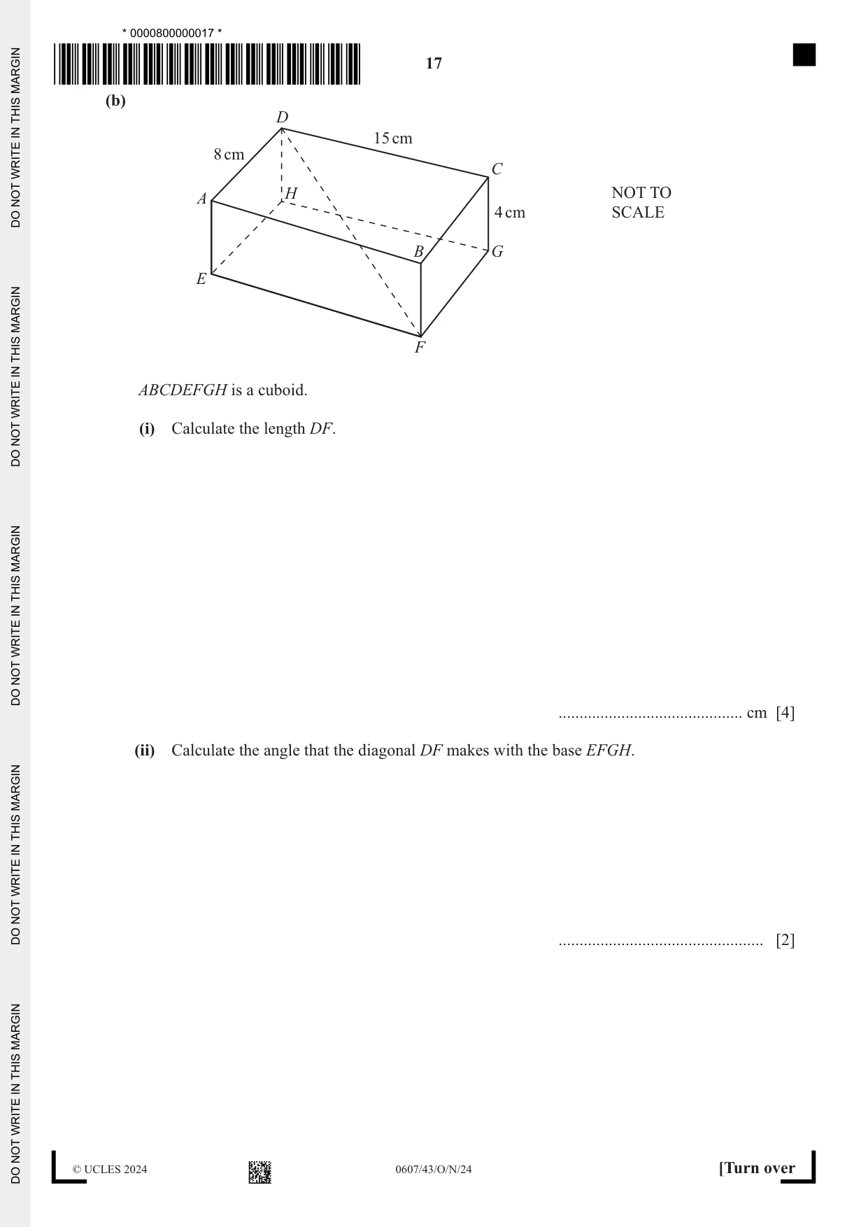 Cambridge IGCSE Mathematics - International 0607 2024 Oct/Nov Paper 4 · Variant 3 question paper, page 17 of 20