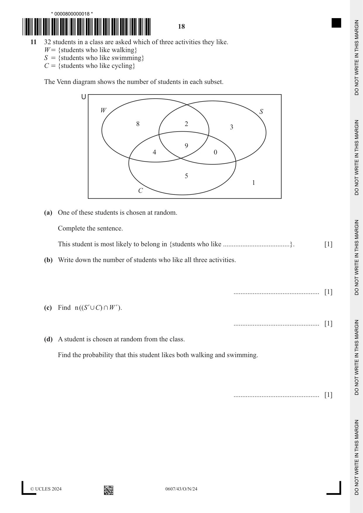 Cambridge IGCSE Mathematics - International 0607 2024 Oct/Nov Paper 4 · Variant 3 question paper, page 18 of 20