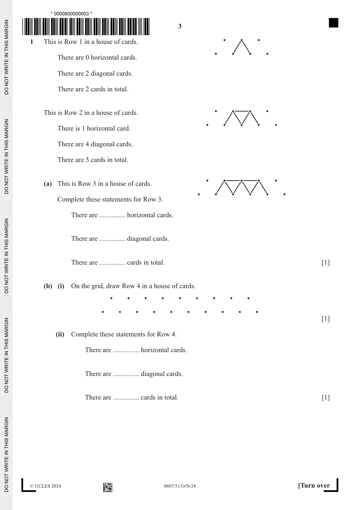 Cambridge IGCSE Mathematics - International 0607 2024 Oct/Nov Paper 5 · Variant 1 question paper, page 3 of 8