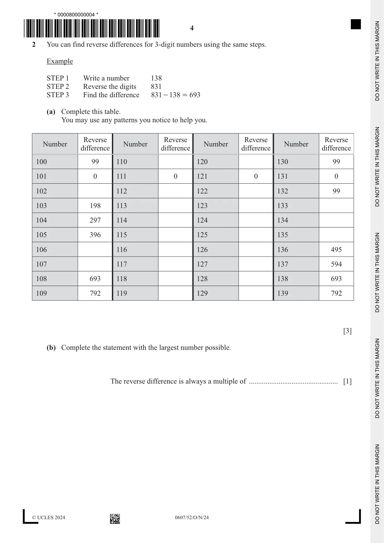 Cambridge IGCSE Mathematics - International 0607 2024 Oct/Nov Paper 5 · Variant 2 question paper, page 4 of 8