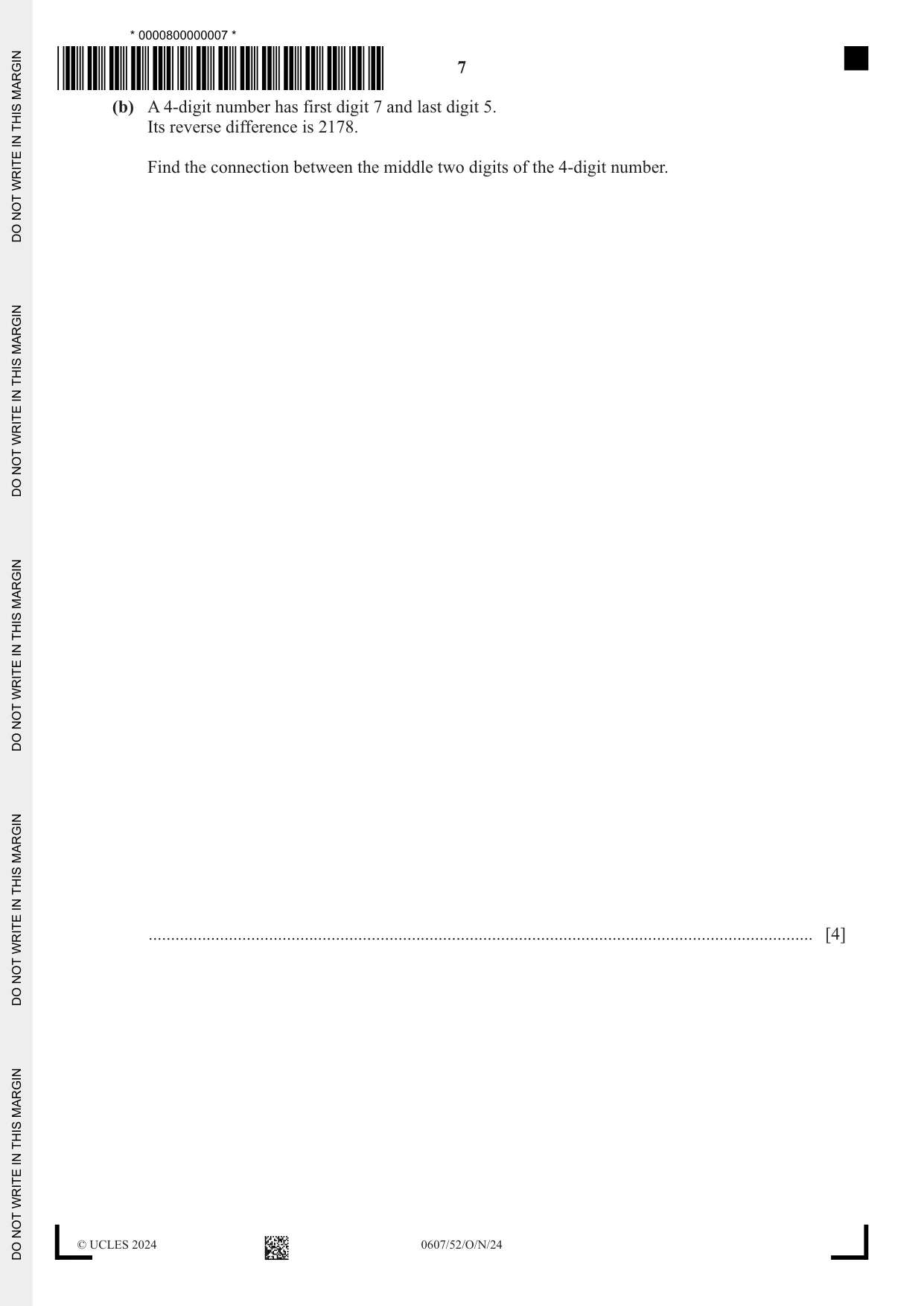 Cambridge IGCSE Mathematics - International 0607 2024 Oct/Nov Paper 5 · Variant 2 question paper, page 7 of 8