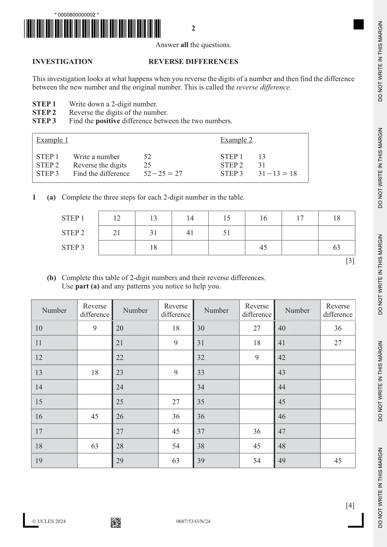 Cambridge IGCSE Mathematics - International 0607 2024 Oct/Nov Paper 5 · Variant 3 question paper, page 2 of 8