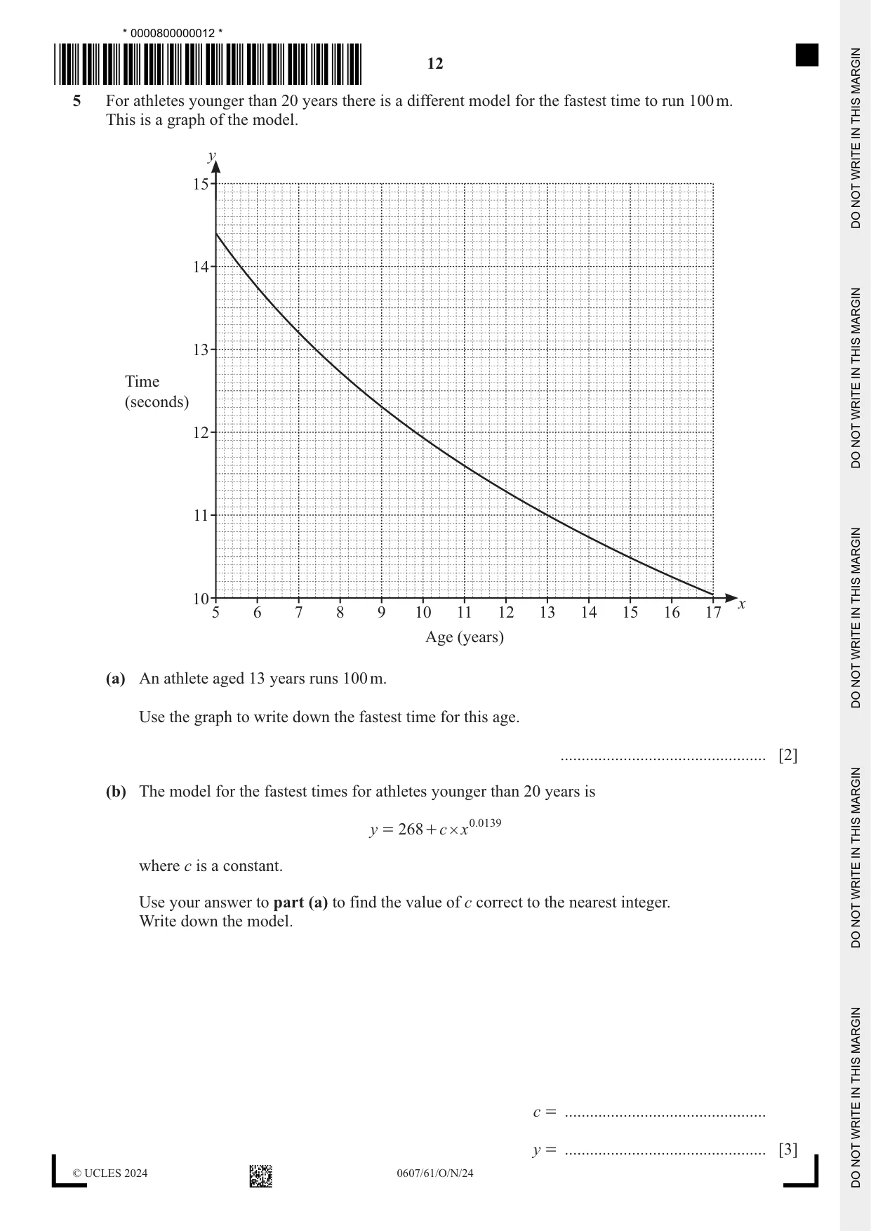 Cambridge IGCSE Mathematics - International 0607 2024 Oct/Nov Paper 6 · Variant 1 question paper, page 12 of 16