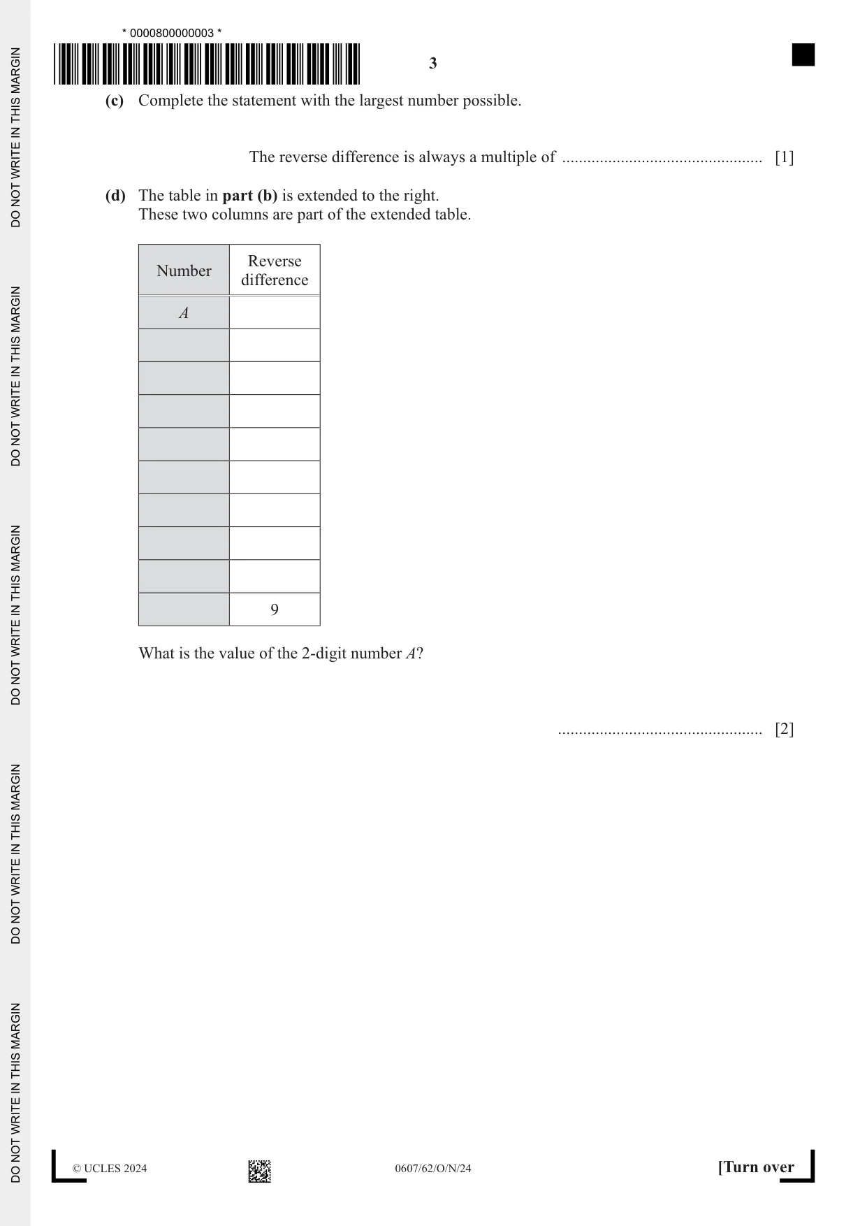 Cambridge IGCSE Mathematics - International 0607 2024 Oct/Nov Paper 6 · Variant 2 question paper, page 3 of 12