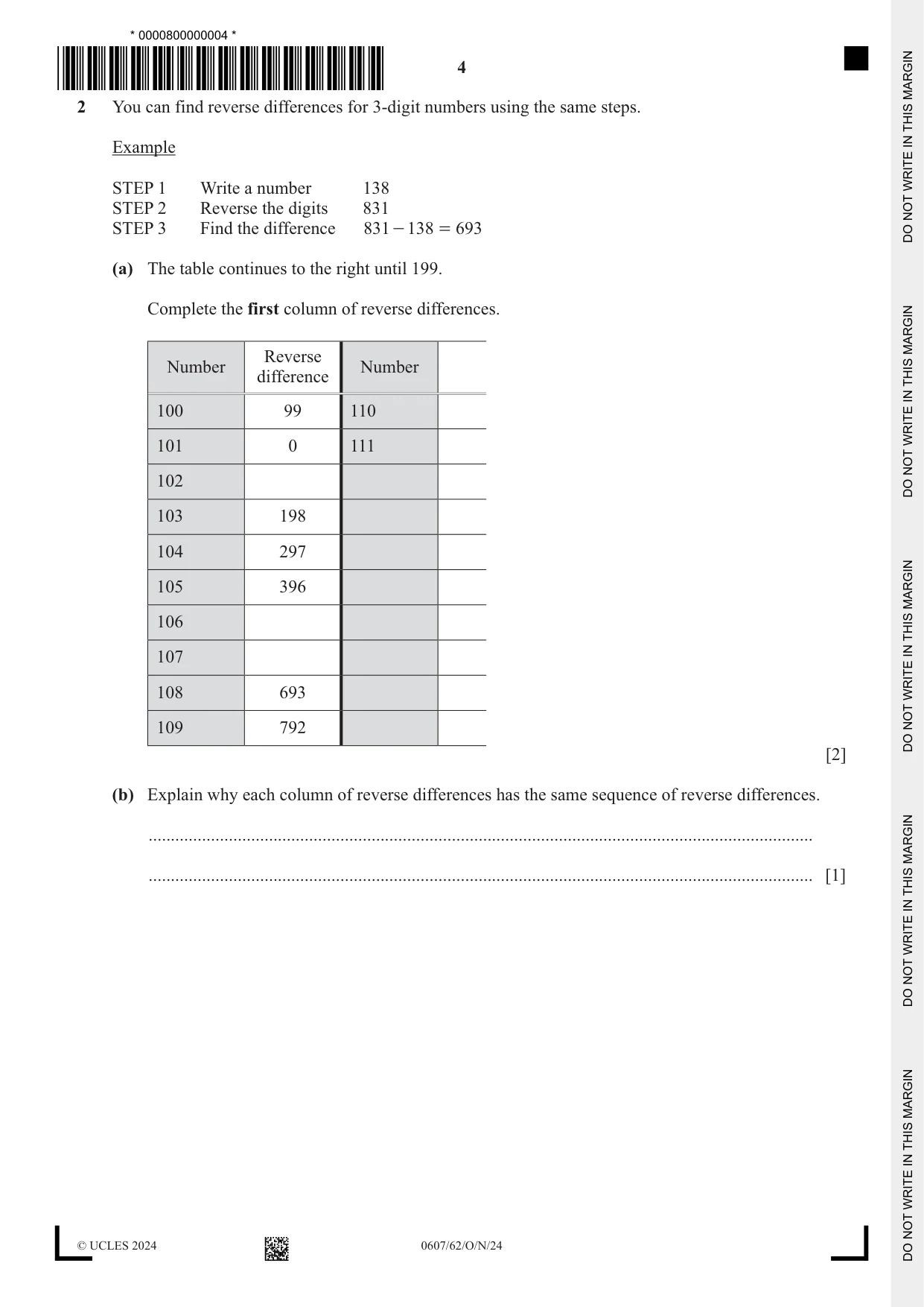 Cambridge IGCSE Mathematics - International 0607 2024 Oct/Nov Paper 6 · Variant 2 question paper, page 4 of 12