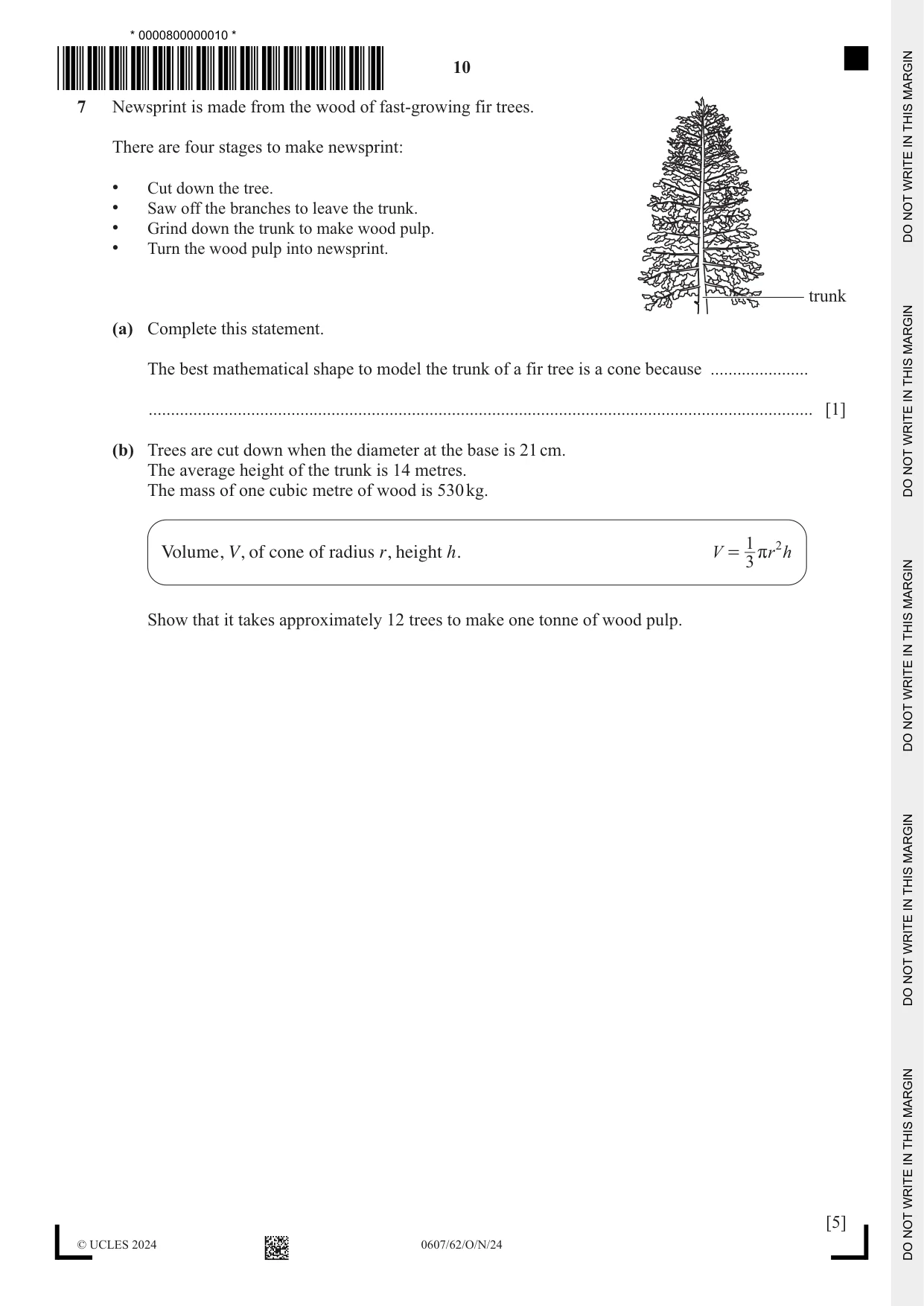 Cambridge IGCSE Mathematics - International 0607 2024 Oct/Nov Paper 6 · Variant 2 question paper, page 10 of 12