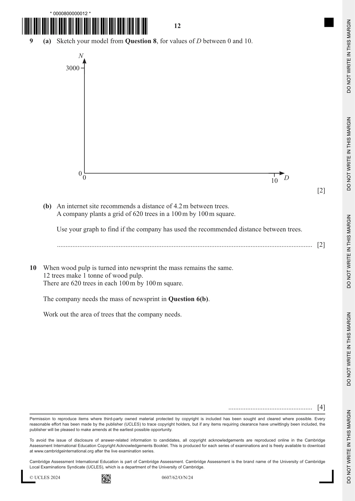 Cambridge IGCSE Mathematics - International 0607 2024 Oct/Nov Paper 6 · Variant 2 question paper, page 12 of 12