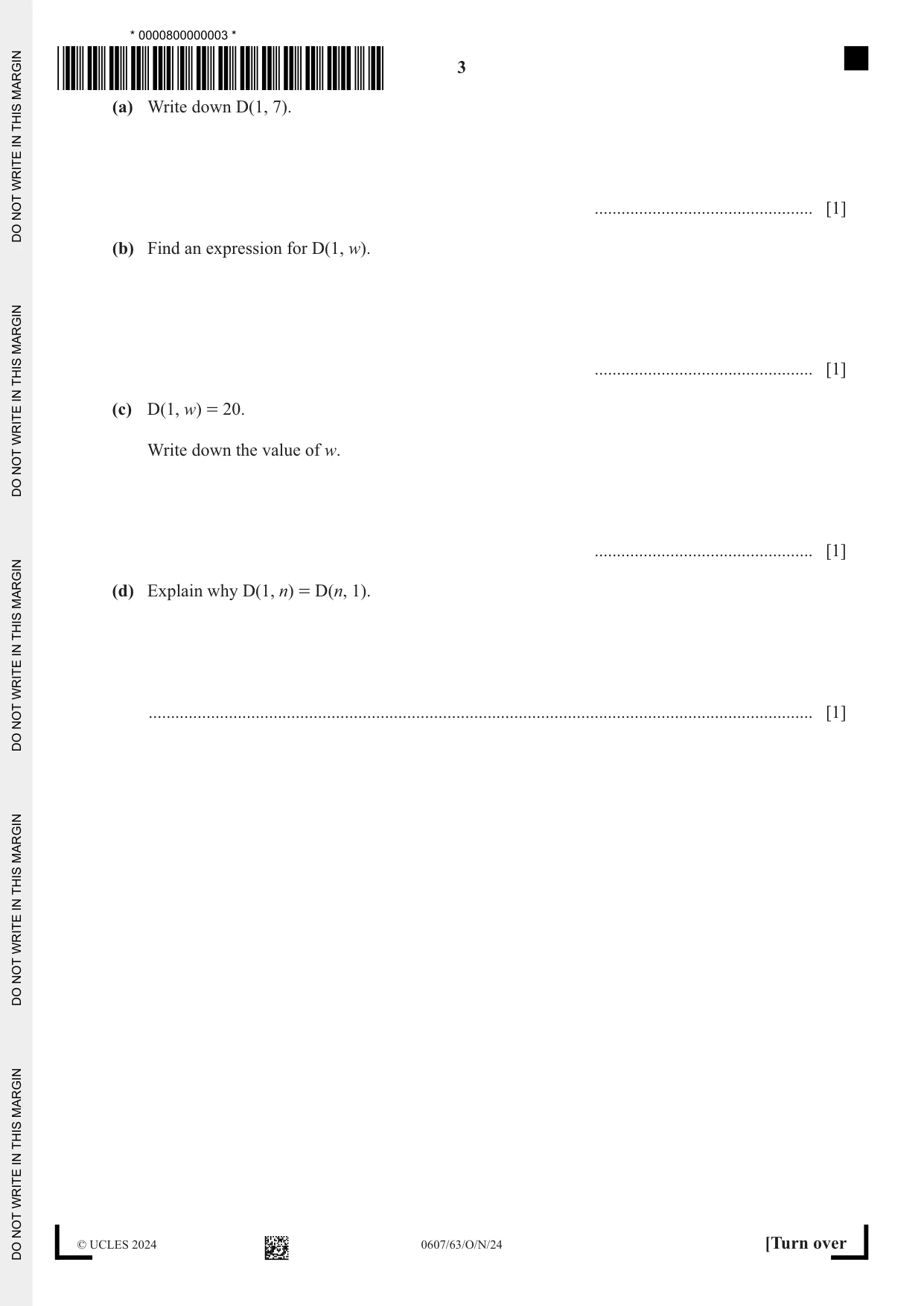Cambridge IGCSE Mathematics - International 0607 2024 Oct/Nov Paper 6 · Variant 3 question paper, page 3 of 20