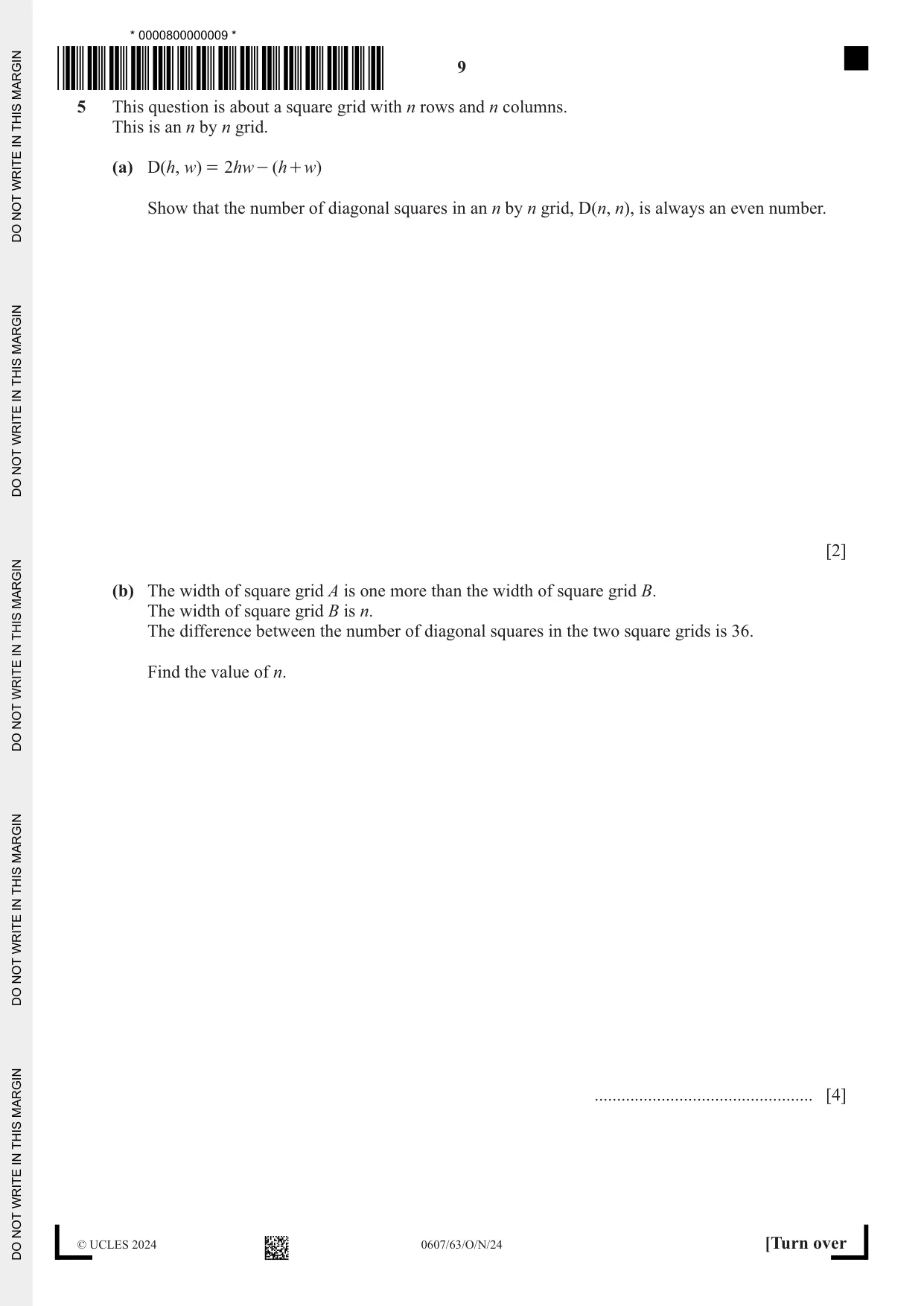 Cambridge IGCSE Mathematics - International 0607 2024 Oct/Nov Paper 6 · Variant 3 question paper, page 9 of 20