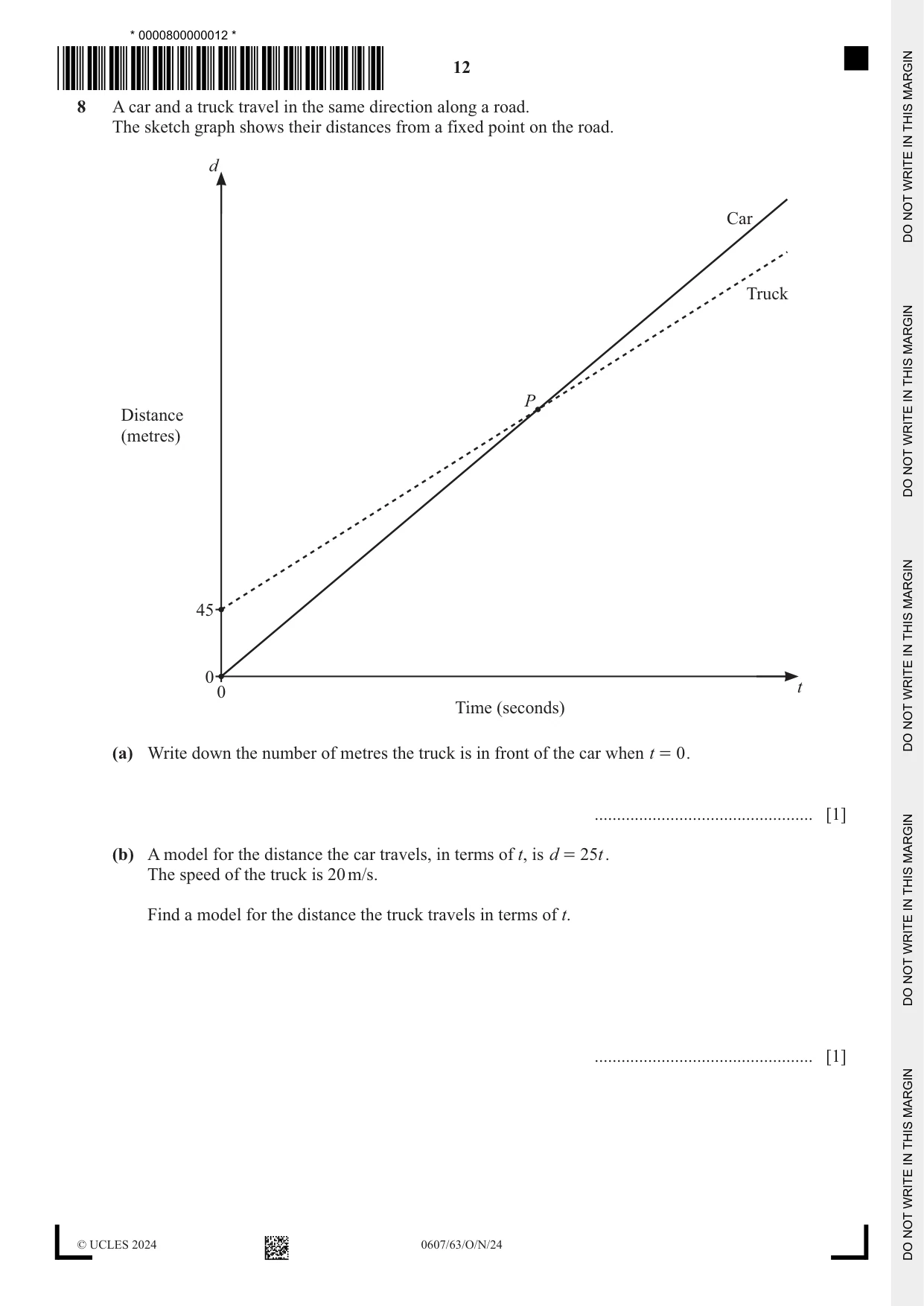 Cambridge IGCSE Mathematics - International 0607 2024 Oct/Nov Paper 6 · Variant 3 question paper, page 12 of 20