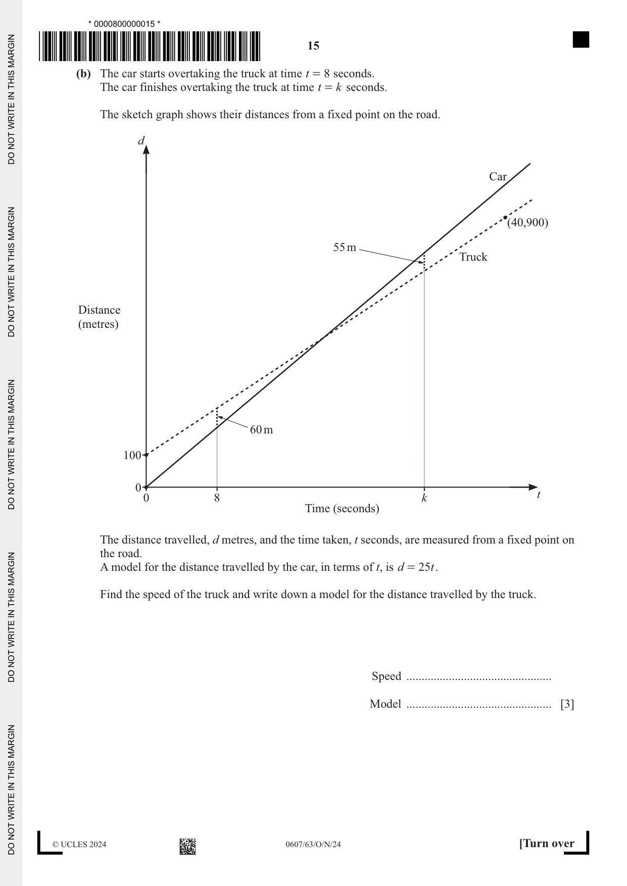 Cambridge IGCSE Mathematics - International 0607 2024 Oct/Nov Paper 6 · Variant 3 question paper, page 15 of 20