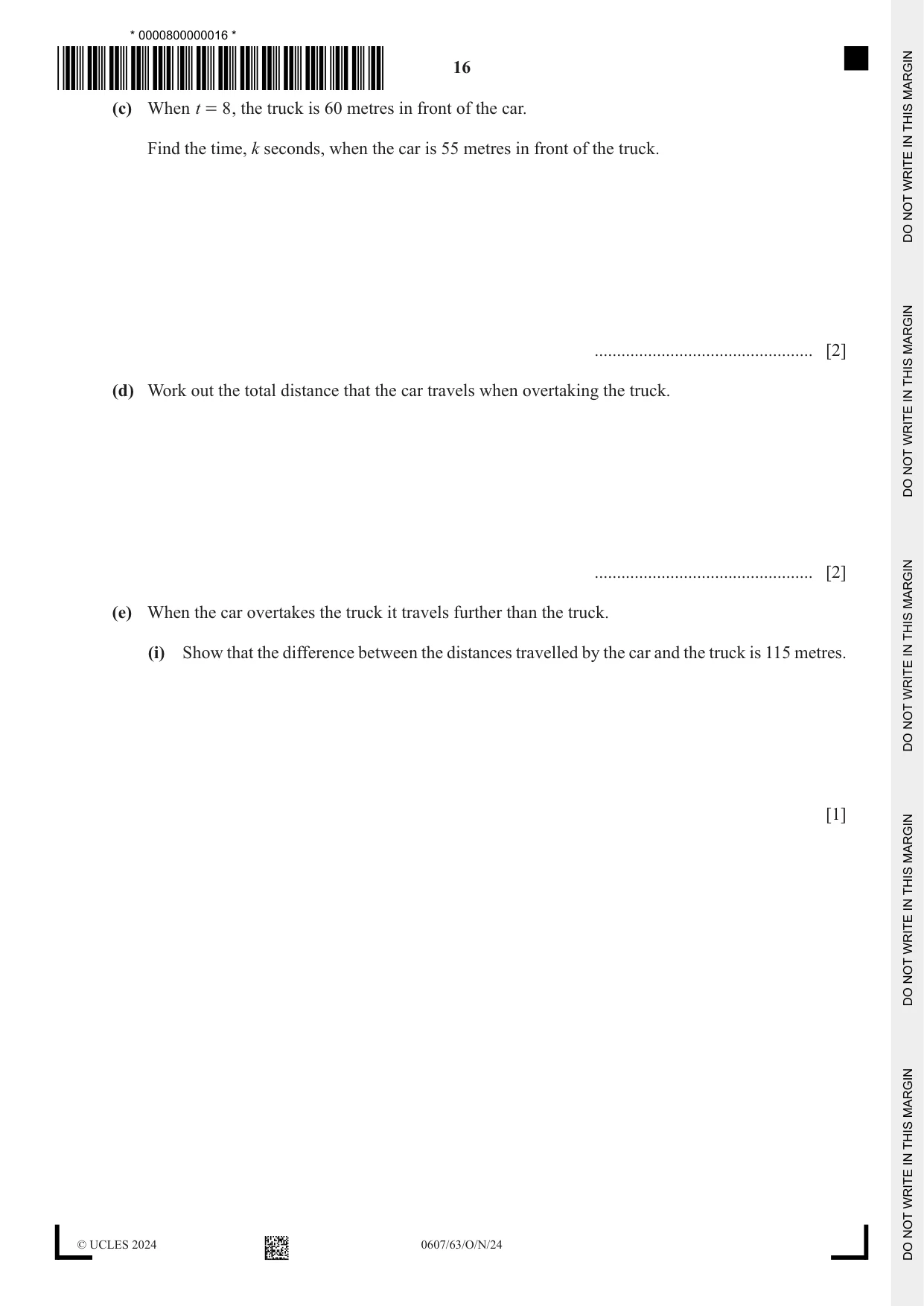 Cambridge IGCSE Mathematics - International 0607 2024 Oct/Nov Paper 6 · Variant 3 question paper, page 16 of 20