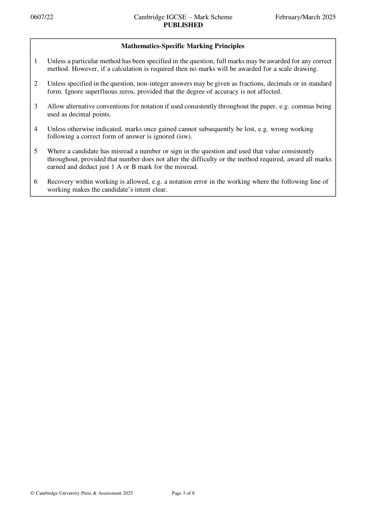 Mark scheme, page 3 of 8
