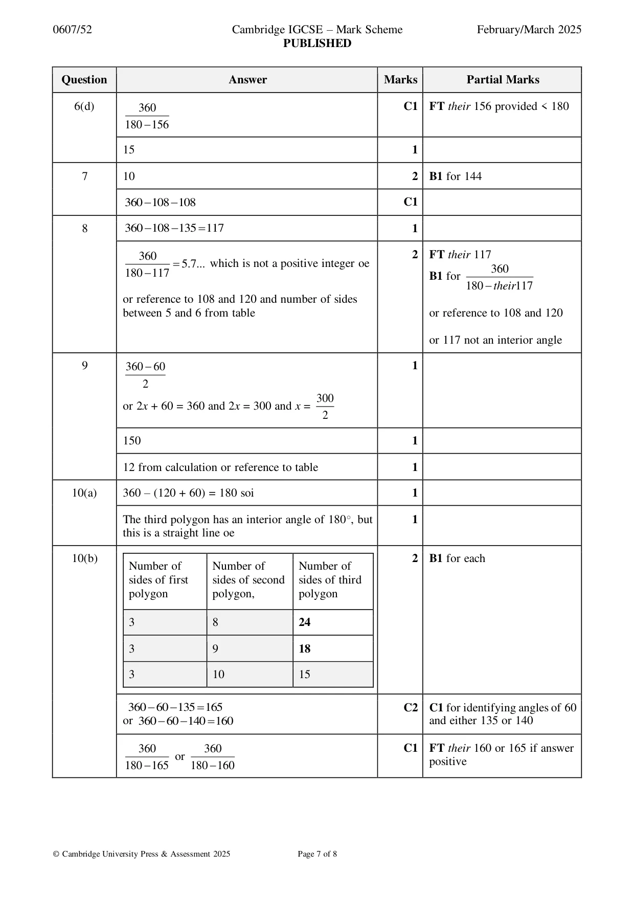 Mark scheme, page 7 of 8