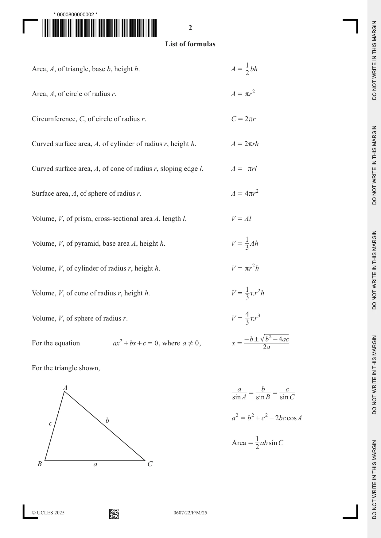 Cambridge IGCSE Mathematics - International 0607 2025 Feb/March Paper 2 · Variant 2 question paper, page 2 of 16