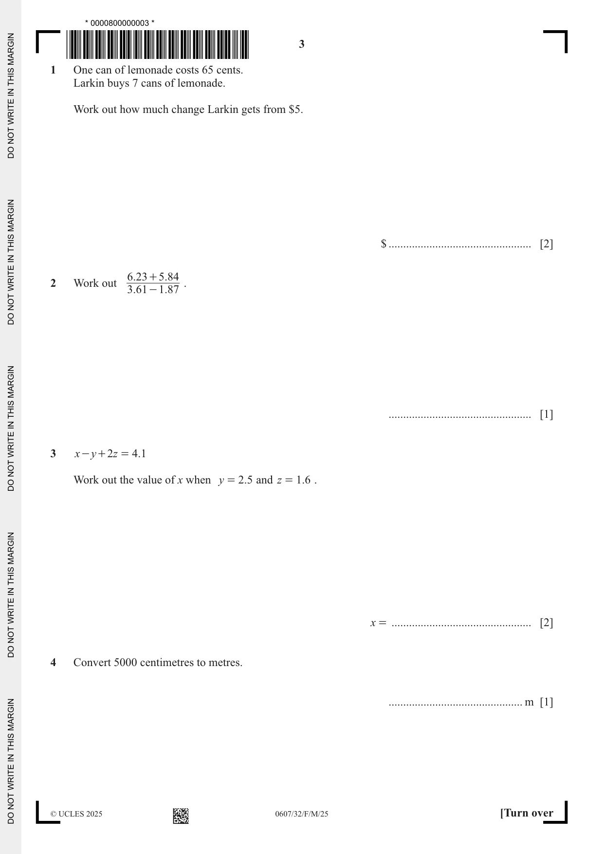 Cambridge IGCSE Mathematics - International 0607 2025 Feb/March Paper 3 · Variant 2 question paper, page 3 of 12