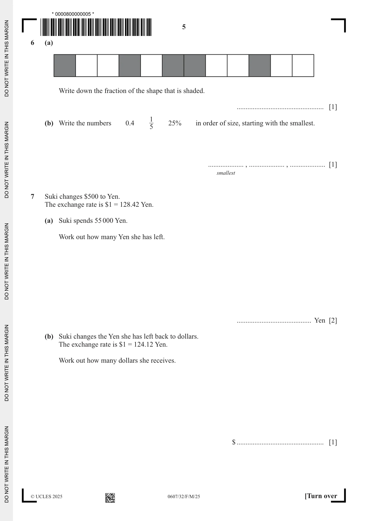 Cambridge IGCSE Mathematics - International 0607 2025 Feb/March Paper 3 · Variant 2 question paper, page 5 of 12