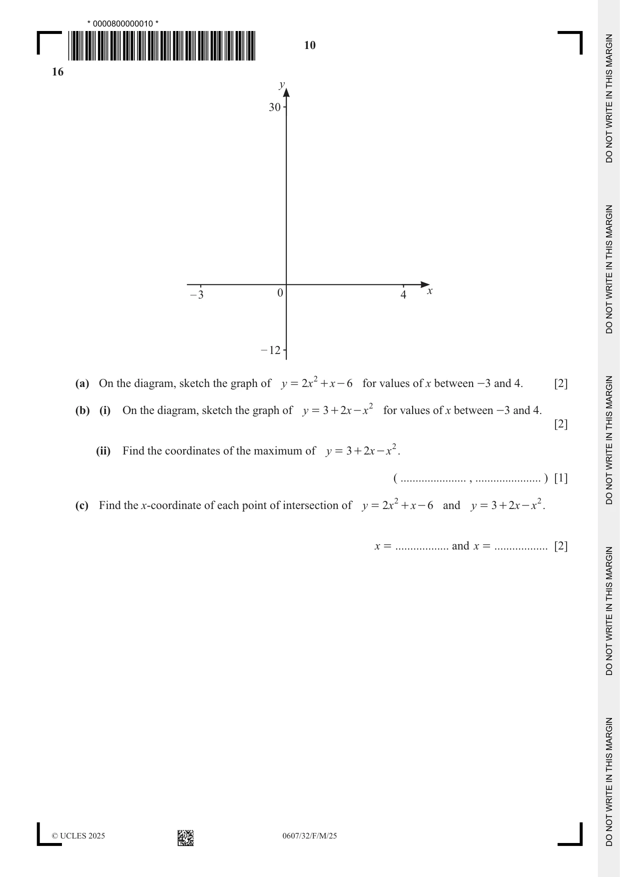 Cambridge IGCSE Mathematics - International 0607 2025 Feb/March Paper 3 · Variant 2 question paper, page 10 of 12