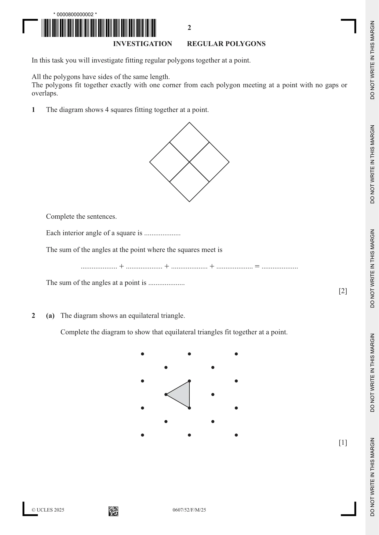 Cambridge IGCSE Mathematics - International 0607 2025 Feb/March Paper 5 · Variant 2 question paper, page 2 of 12