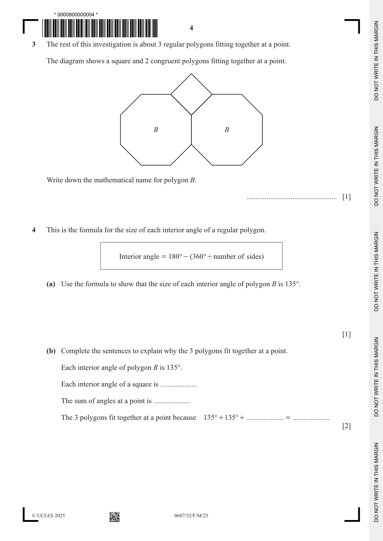 Cambridge IGCSE Mathematics - International 0607 2025 Feb/March Paper 5 · Variant 2 question paper, page 4 of 12