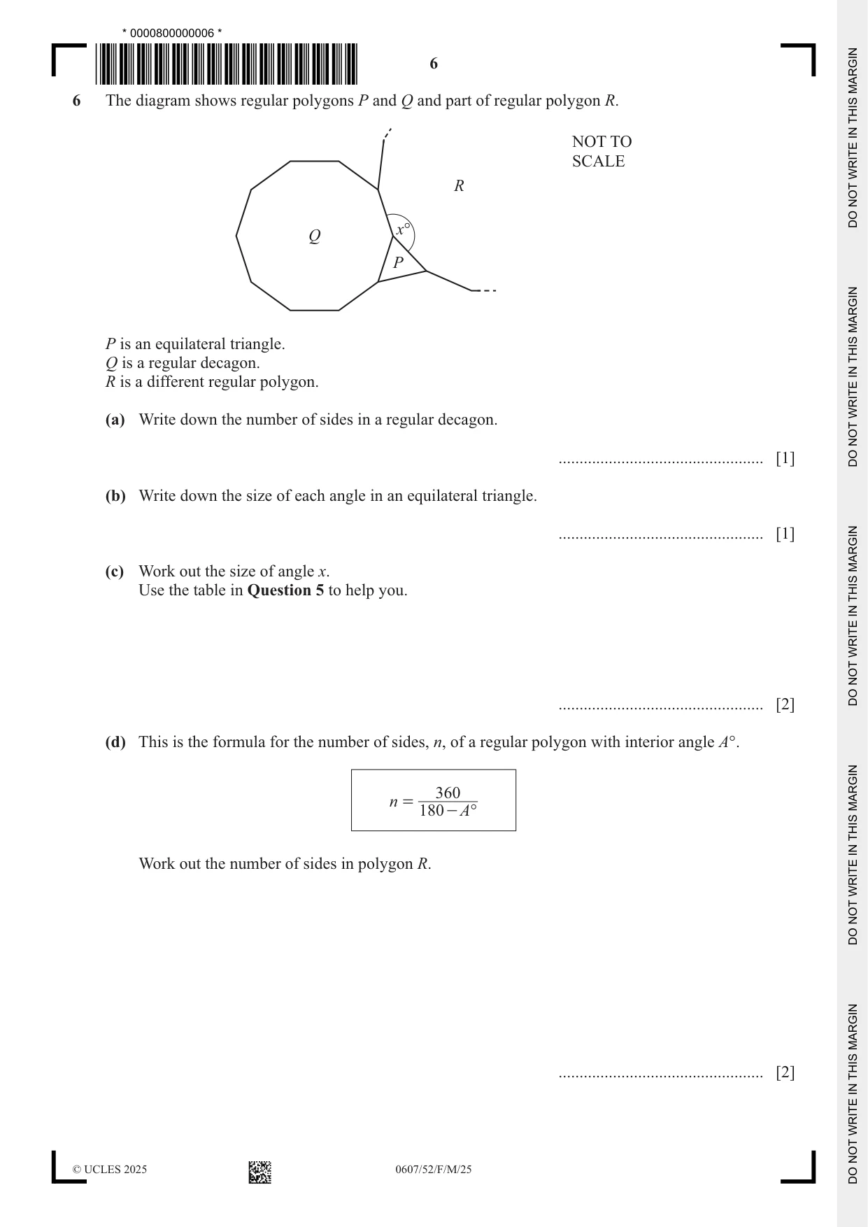 Cambridge IGCSE Mathematics - International 0607 2025 Feb/March Paper 5 · Variant 2 question paper, page 6 of 12