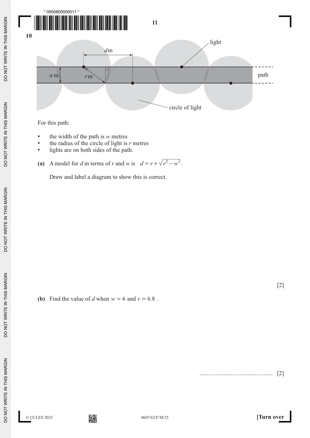 Cambridge IGCSE Mathematics - International 0607 2025 Feb/March Paper 6 · Variant 2 question paper, page 11 of 16