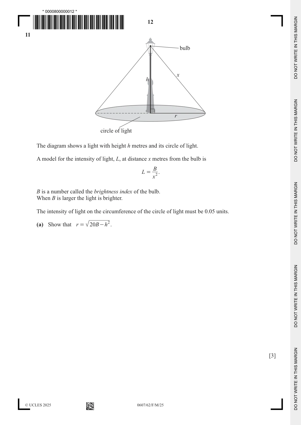 Cambridge IGCSE Mathematics - International 0607 2025 Feb/March Paper 6 · Variant 2 question paper, page 12 of 16