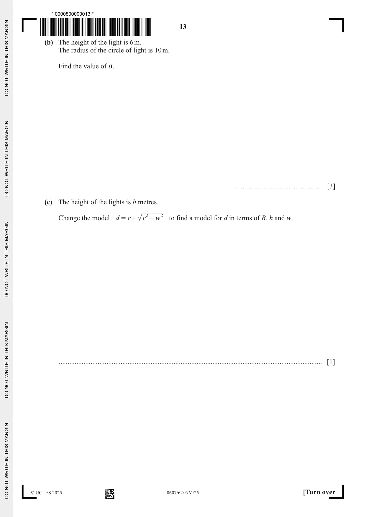 Cambridge IGCSE Mathematics - International 0607 2025 Feb/March Paper 6 · Variant 2 question paper, page 13 of 16