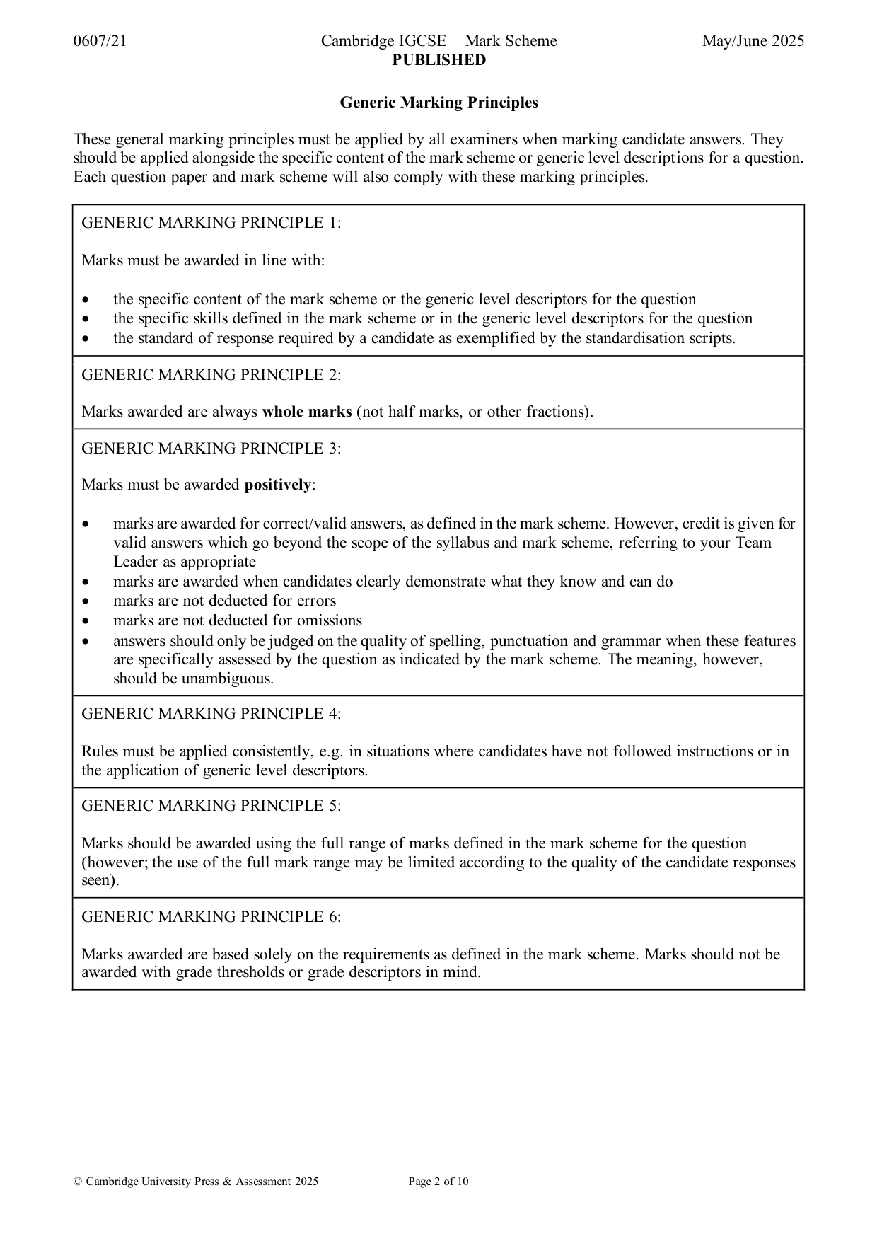 Mark scheme, page 2 of 10
