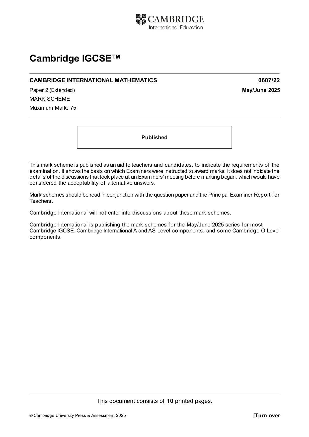 Mark scheme, page 1 of 10