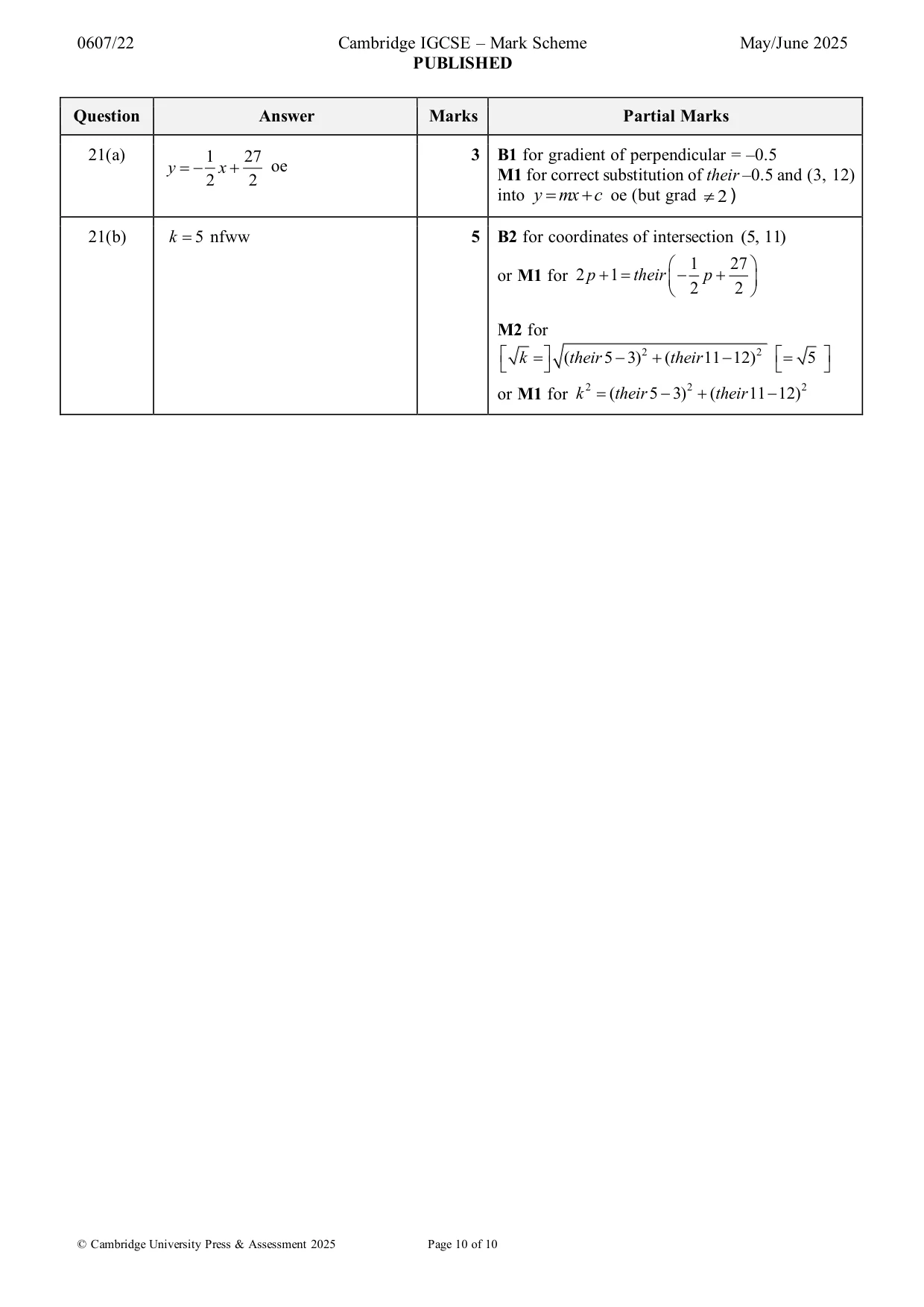 Mark scheme, page 10 of 10