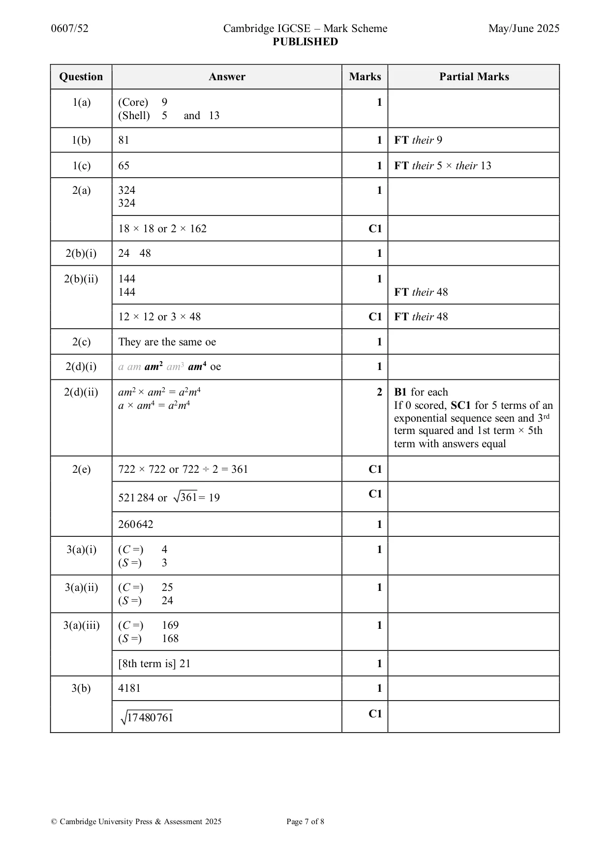 Mark scheme, page 7 of 8