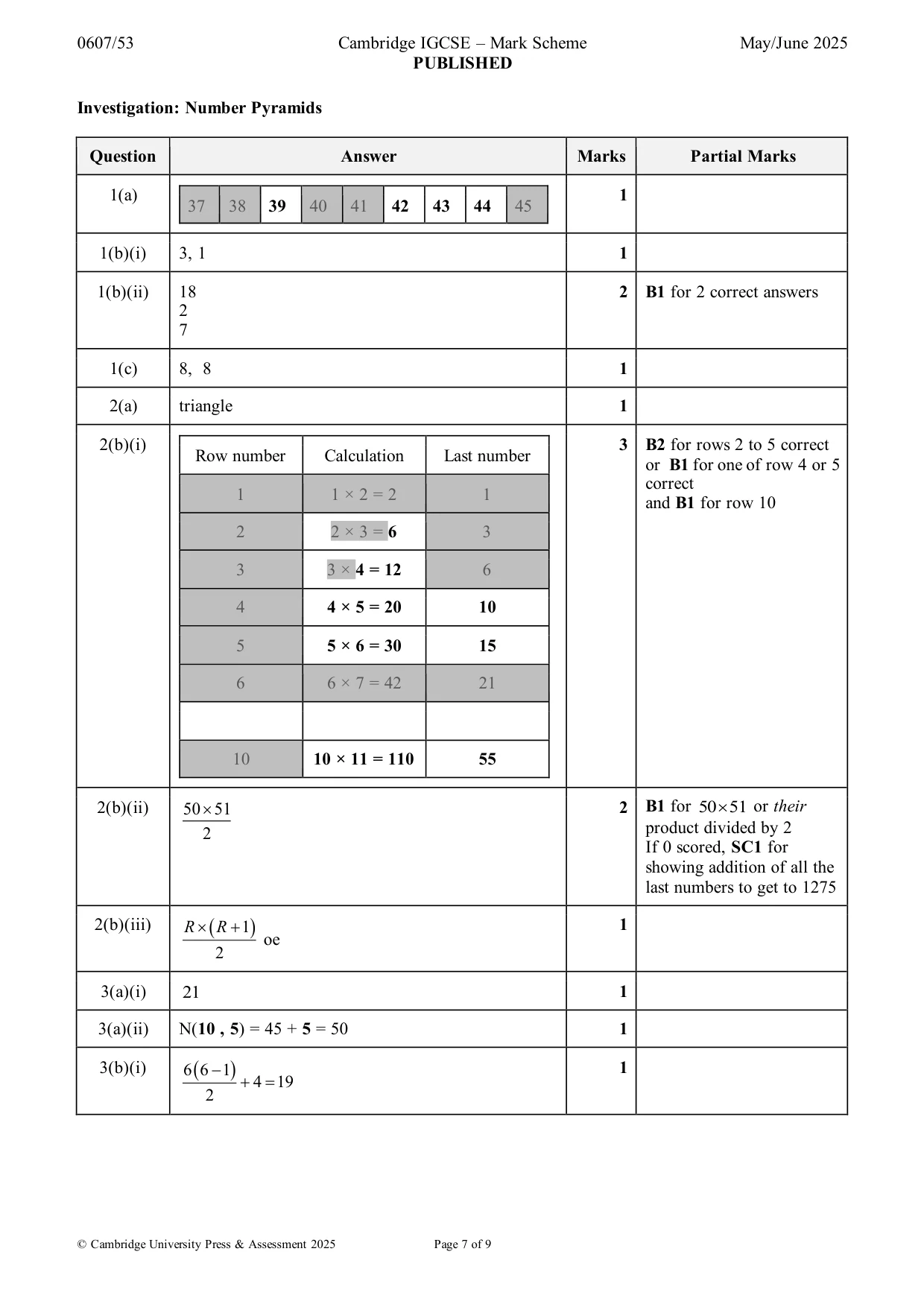 Mark scheme, page 7 of 9