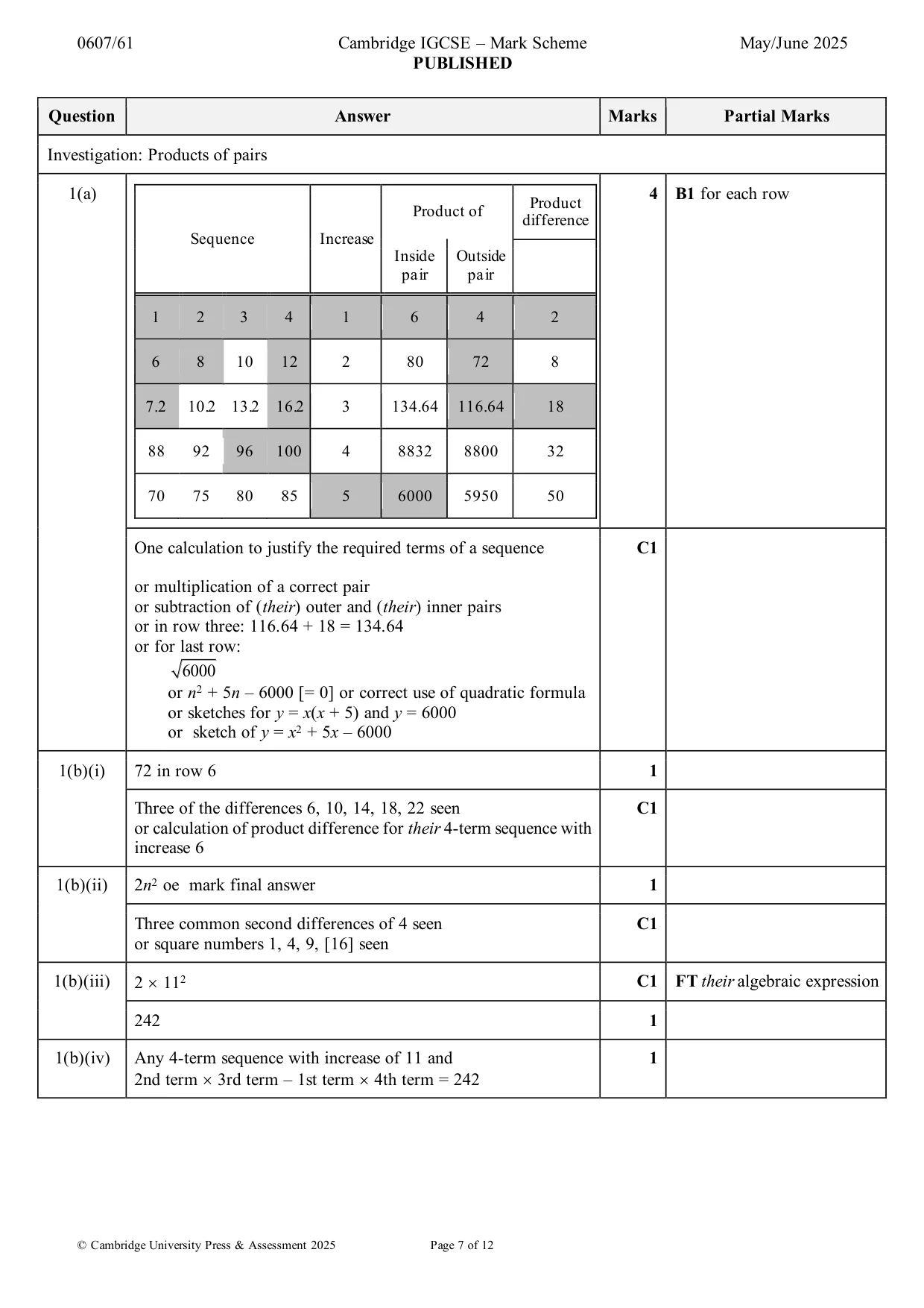 Mark scheme, page 7 of 12