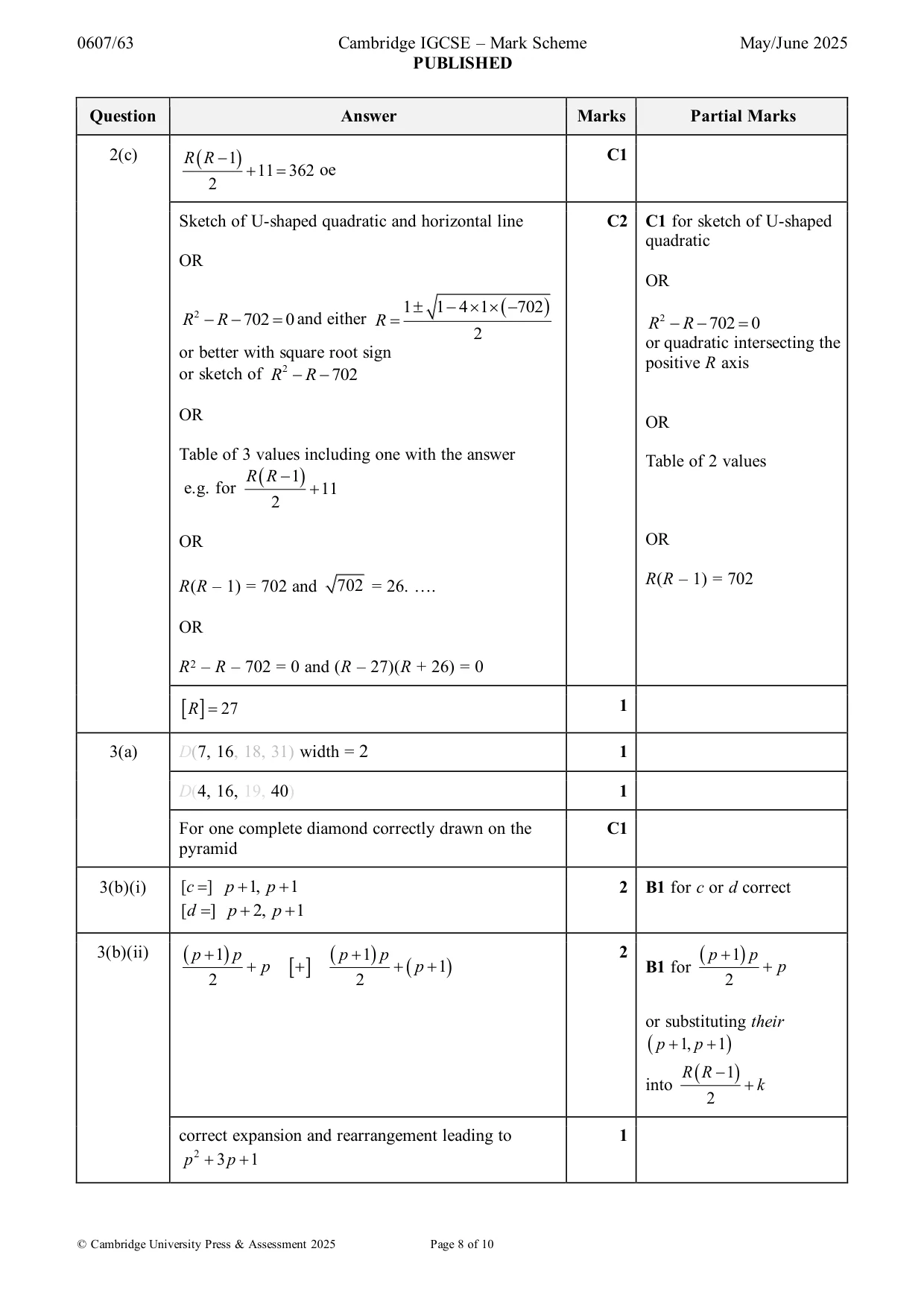 Mark scheme, page 8 of 10