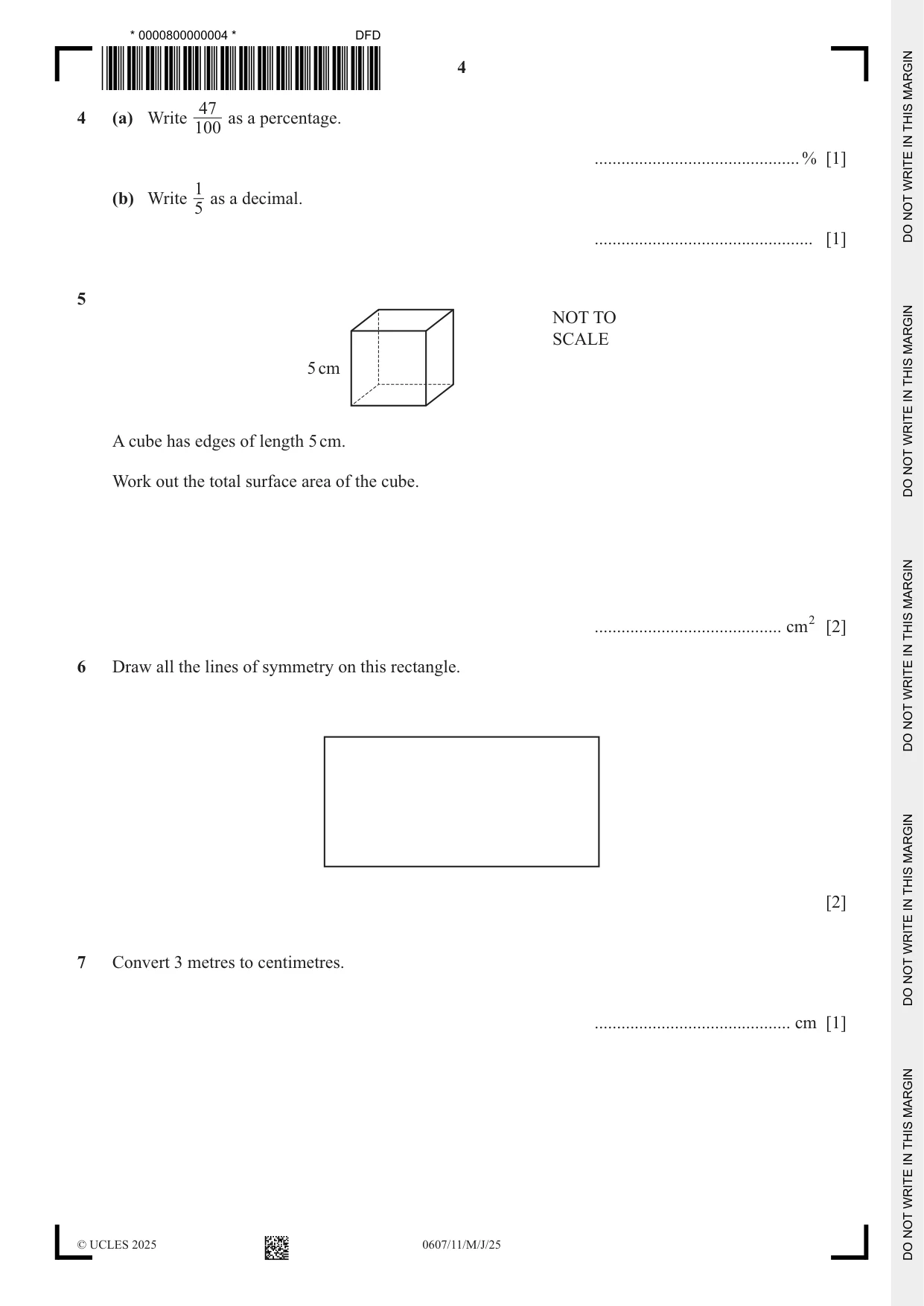 Cambridge IGCSE Mathematics - International 0607 2025 May/June Paper 1 · Variant 1 question paper, page 4 of 12
